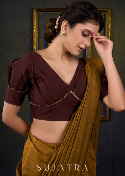 classy Coffee Brown Designer Blouse  - Optional Plain Saree