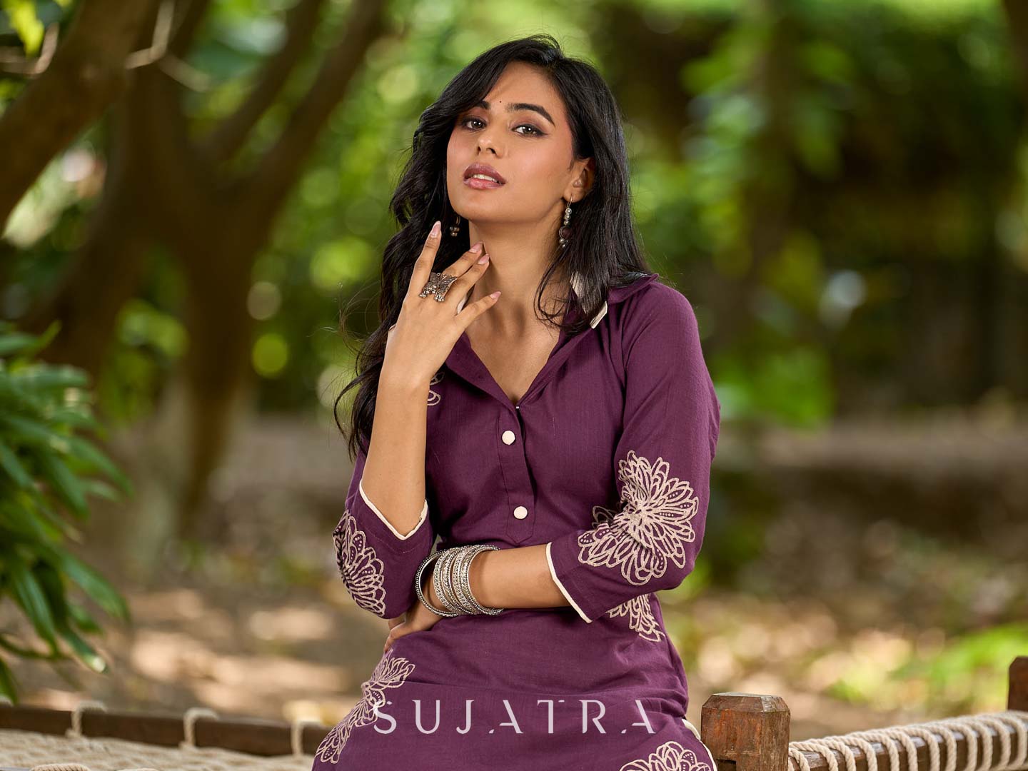 Timeless Purple Cotton Kurta with Statement Floral Hand Block Print