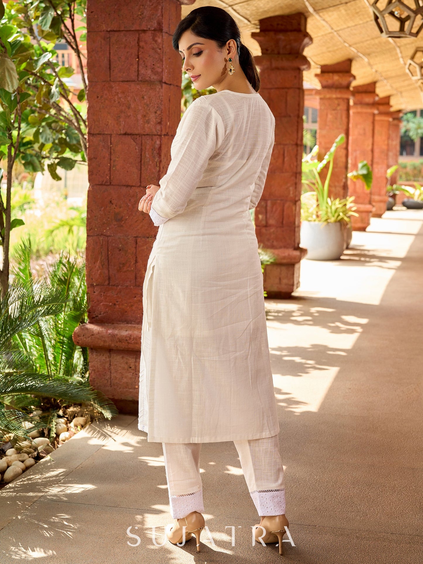 Beautiful handloom cotton kurta featuring Hakoba yoke and gathered sleeves detail -pant optional