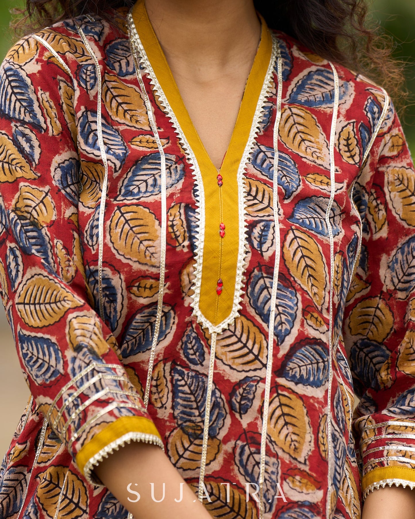 Maroon Kalamkari Choga with Gota Patti Embellishment - Dhoti Pant additional