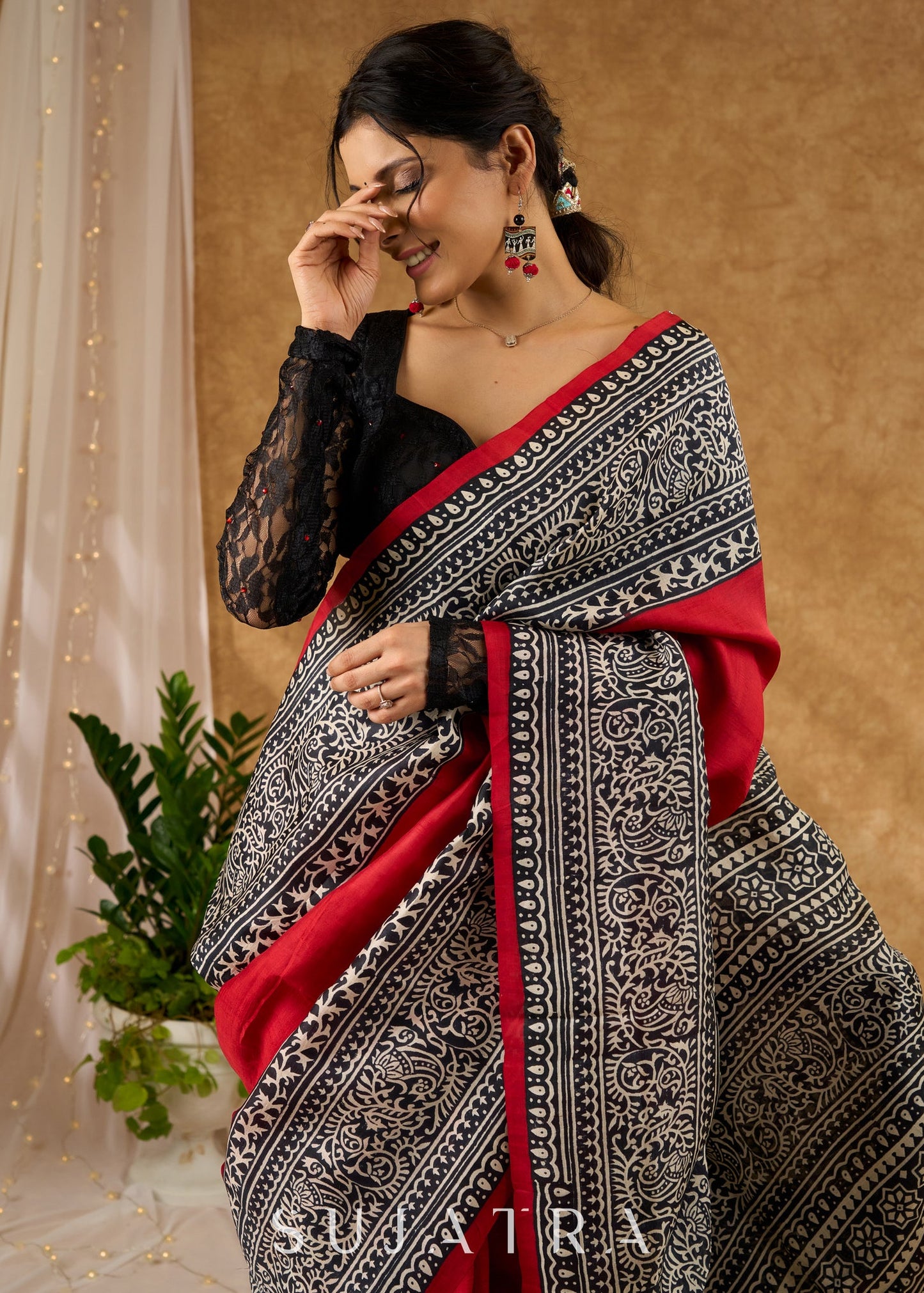 Timeless Maroon Pure Silk Intricate Hand Block Printed Saree