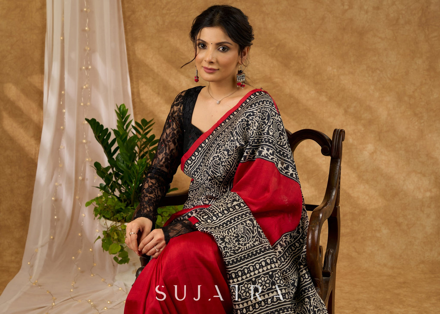 Timeless Maroon Pure Silk Intricate Hand Block Printed Saree