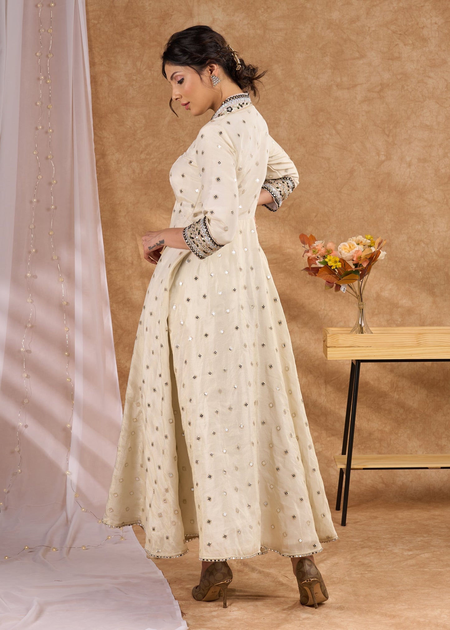 Gorgeous embroidered flared tissue gown