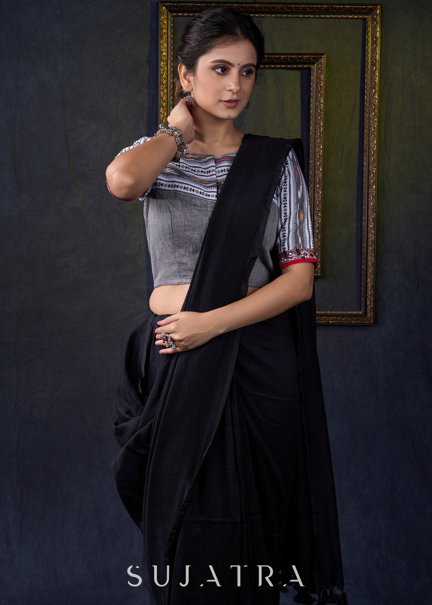 Embroidered Cotton Ikat Blouse