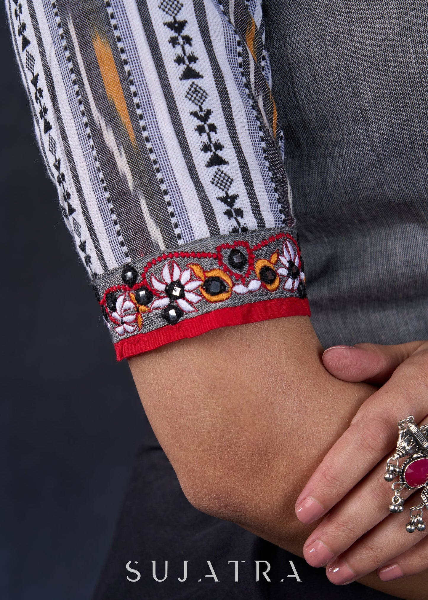 Embroidered Cotton Ikat Blouse