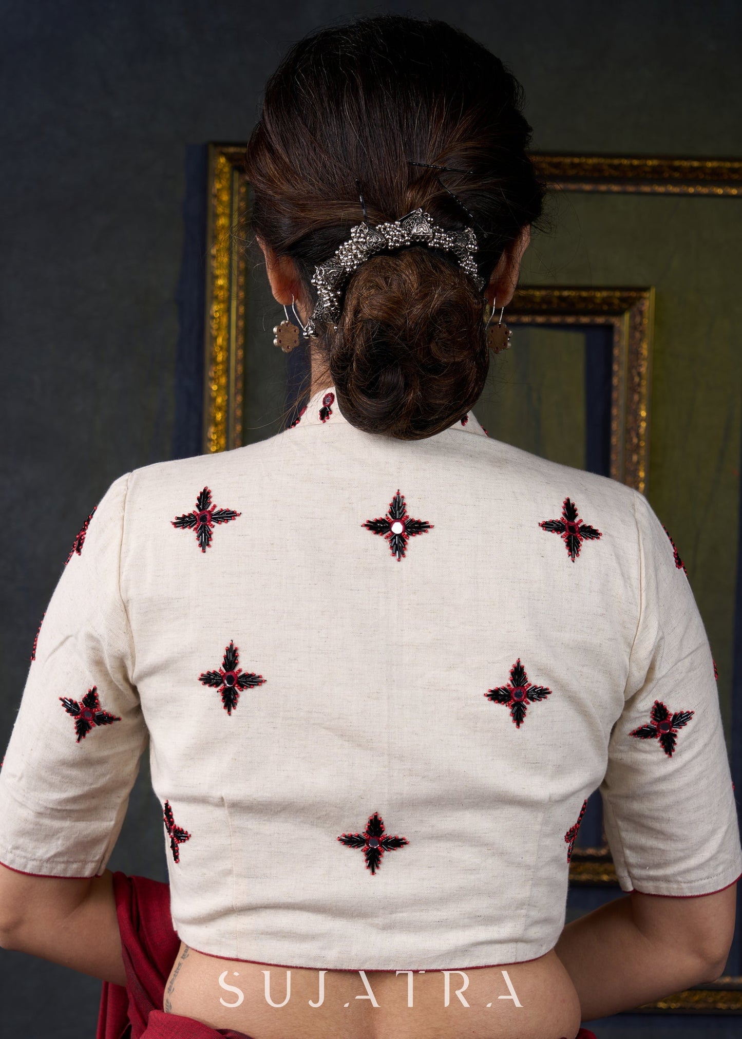 Beautiful off White Hand Embroidered Blouse