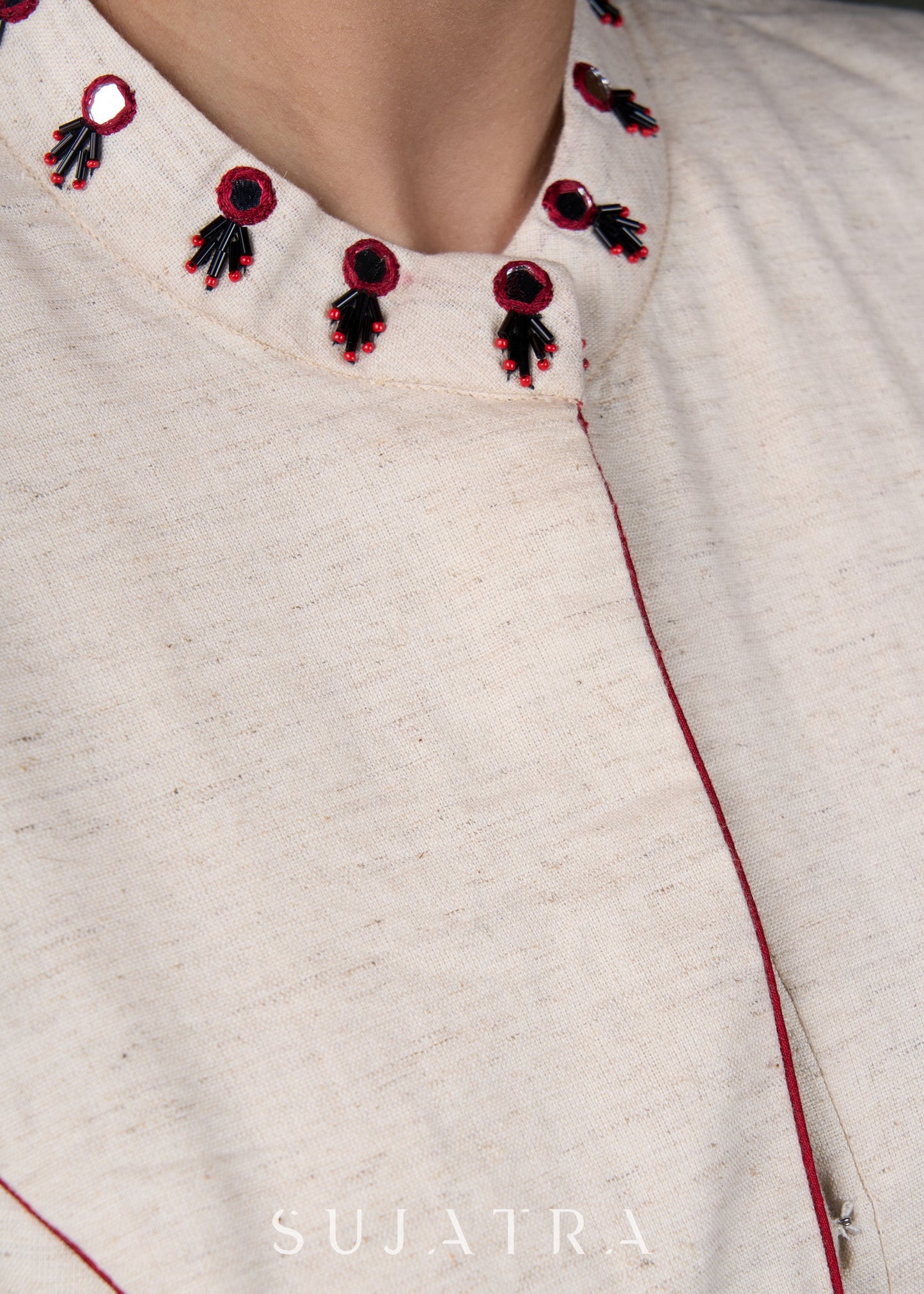 Beautiful off White Hand Embroidered Blouse