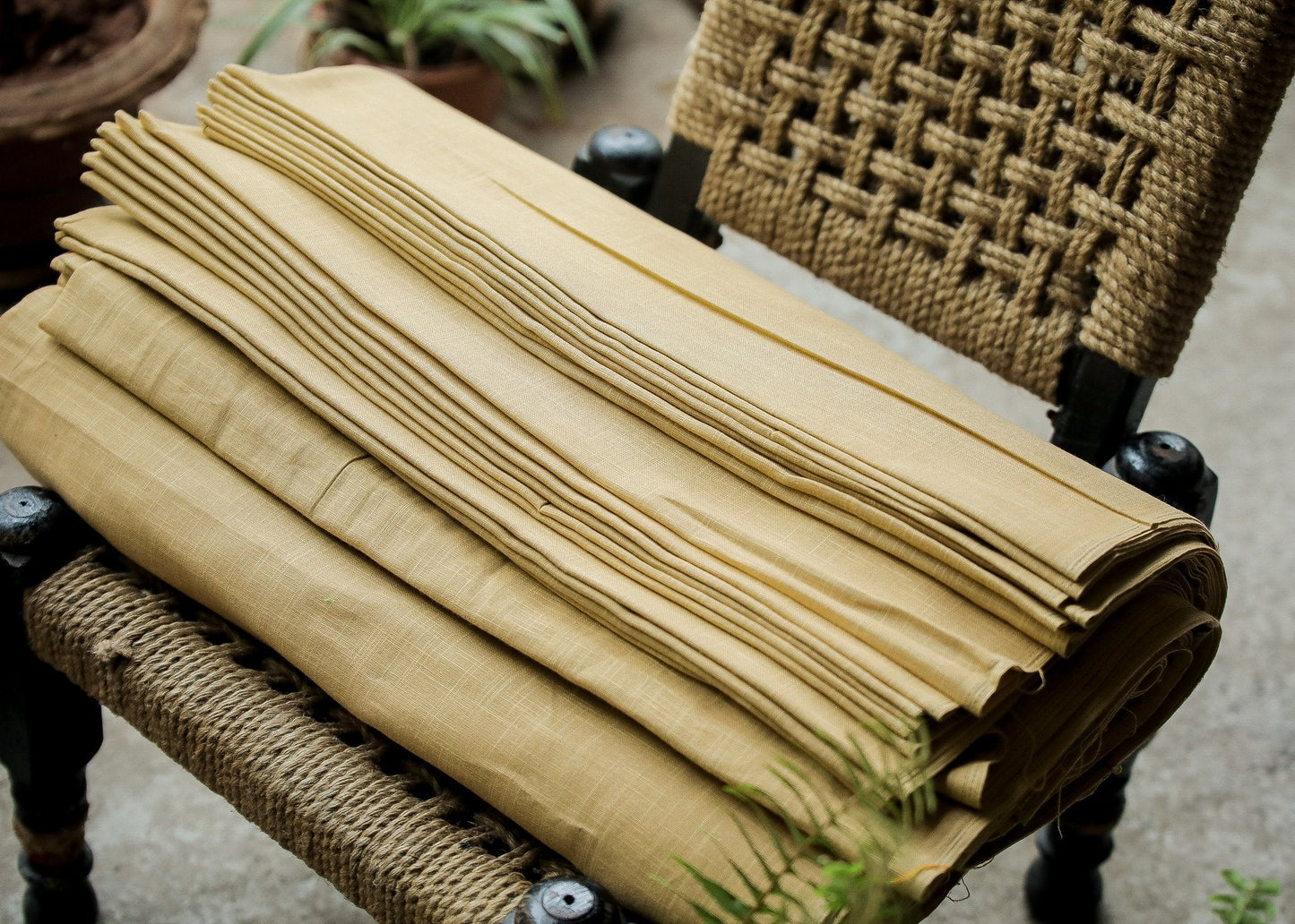 Plain Biscuit Colour Pure Cotton Slub Fabric