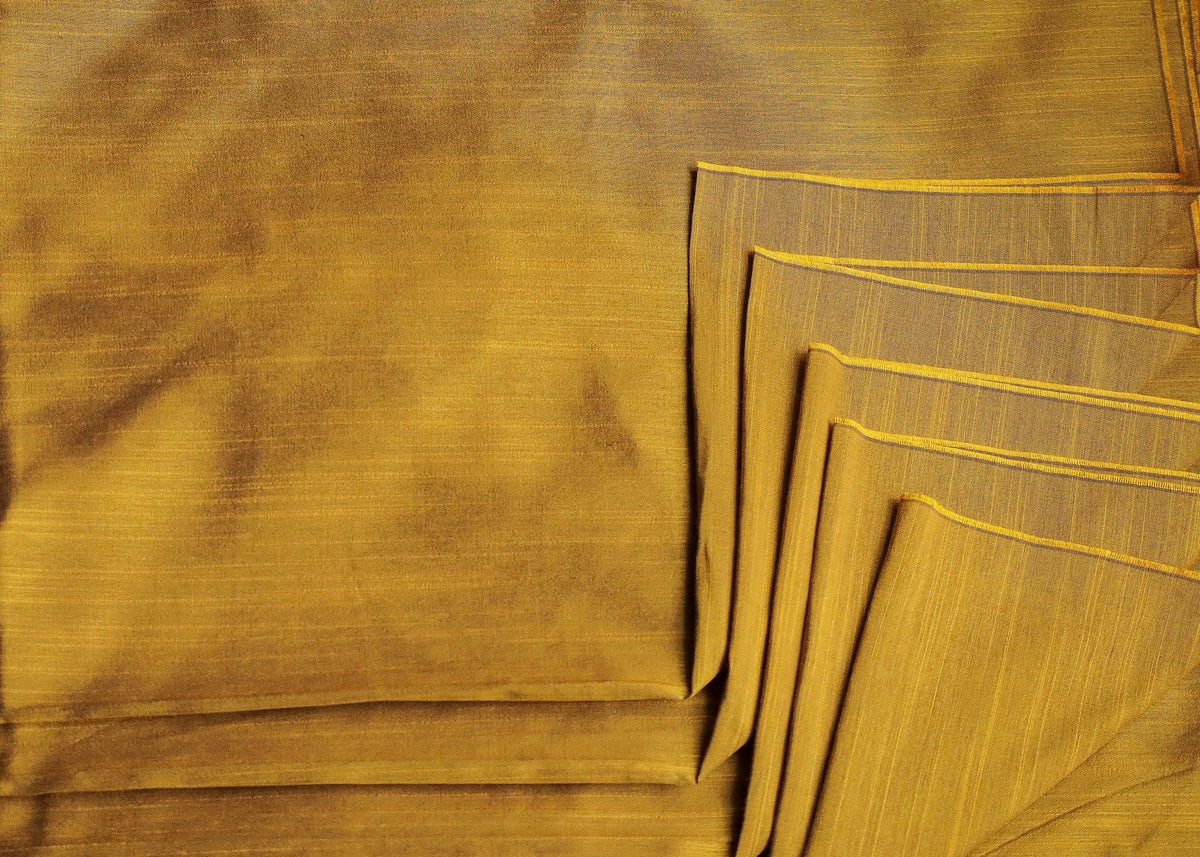 Tissu en soie flammée de coton moutarde uni