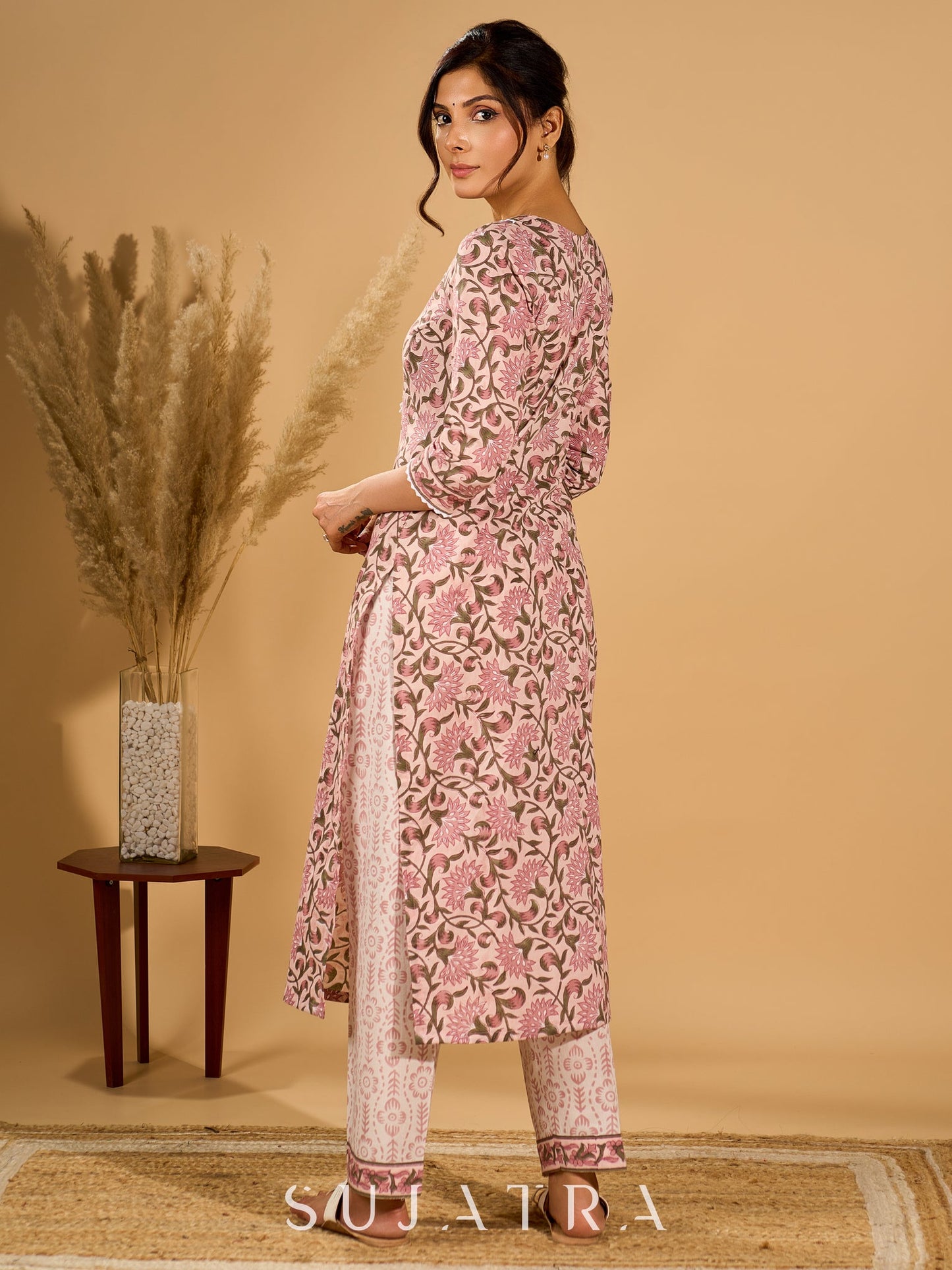 Petal Pink Kurta Set with Breezy Kota Dupatta