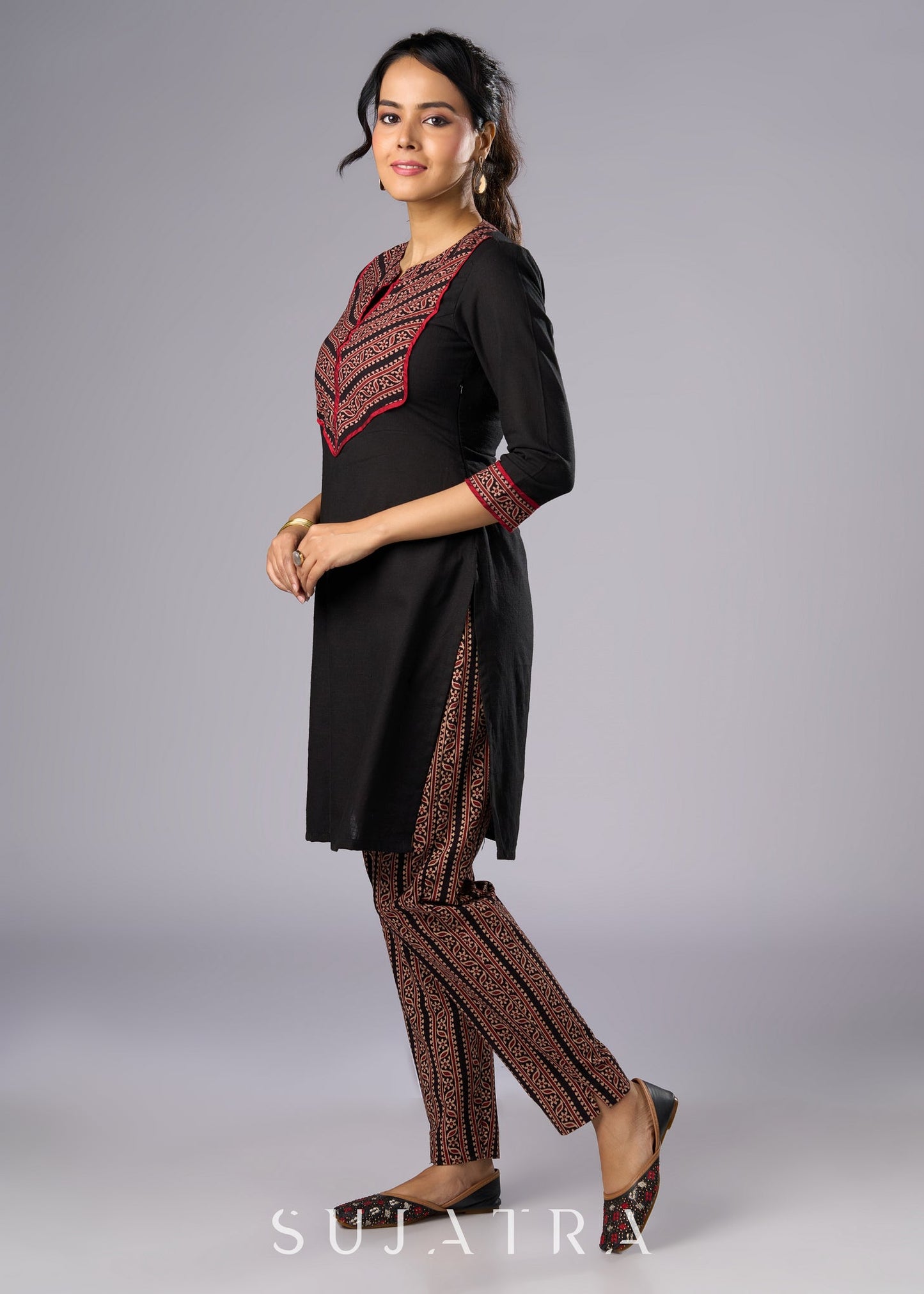Cotton Ajrakh Black Pant