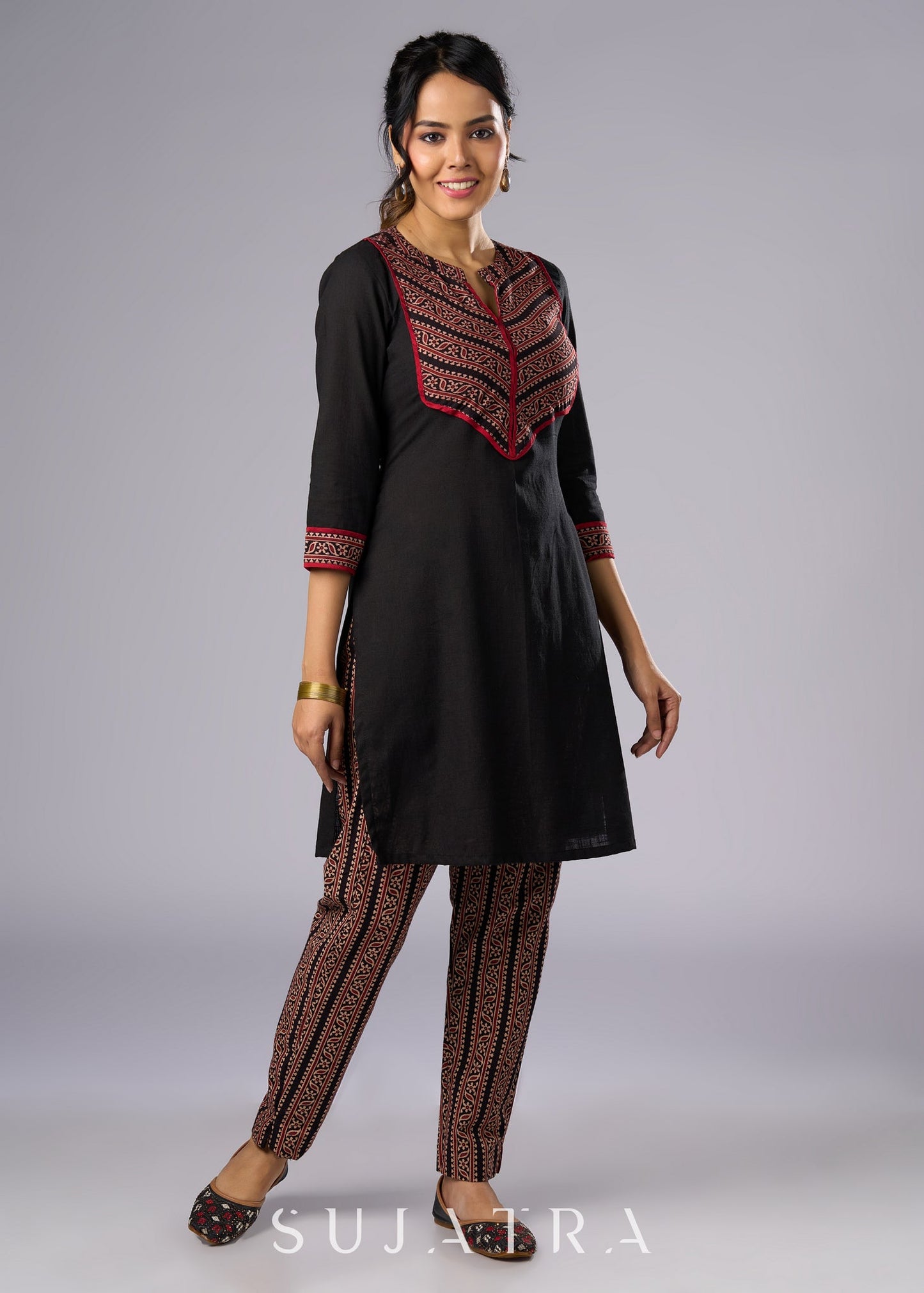 Cotton Ajrakh Black Pant