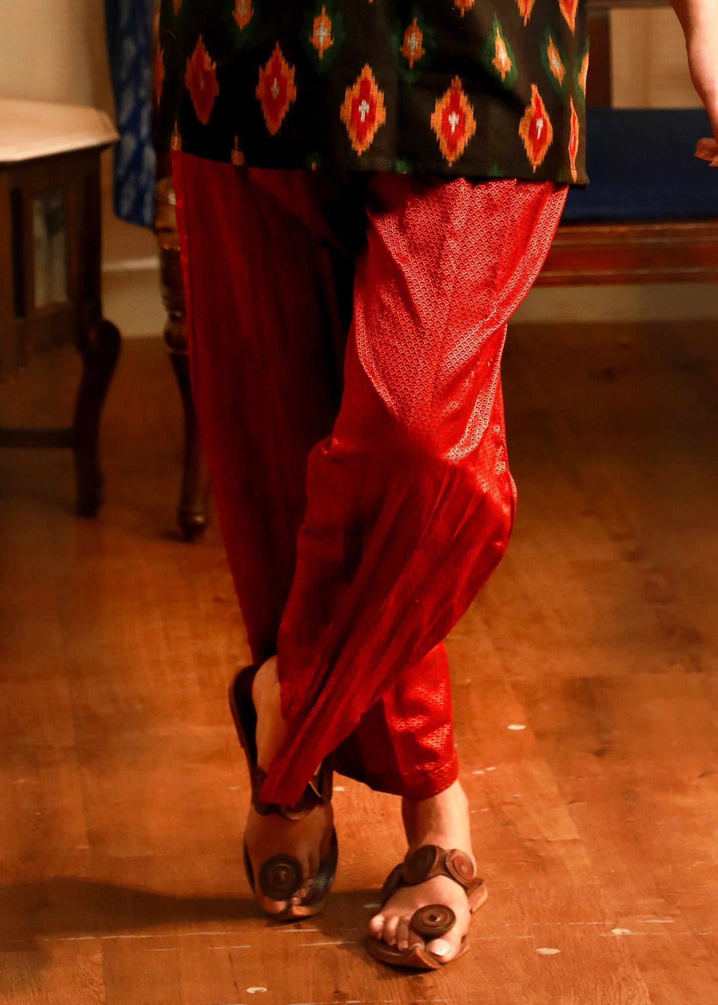 Rust coloured exclusive khun pleated pant