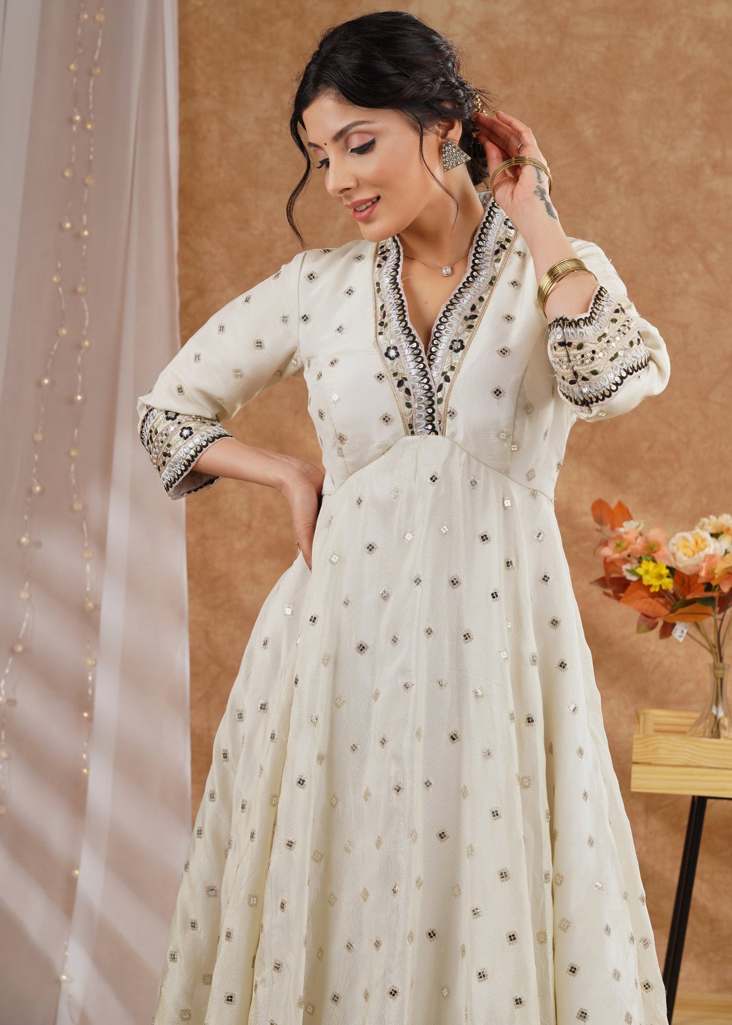 Gorgeous embroidered flared tissue gown