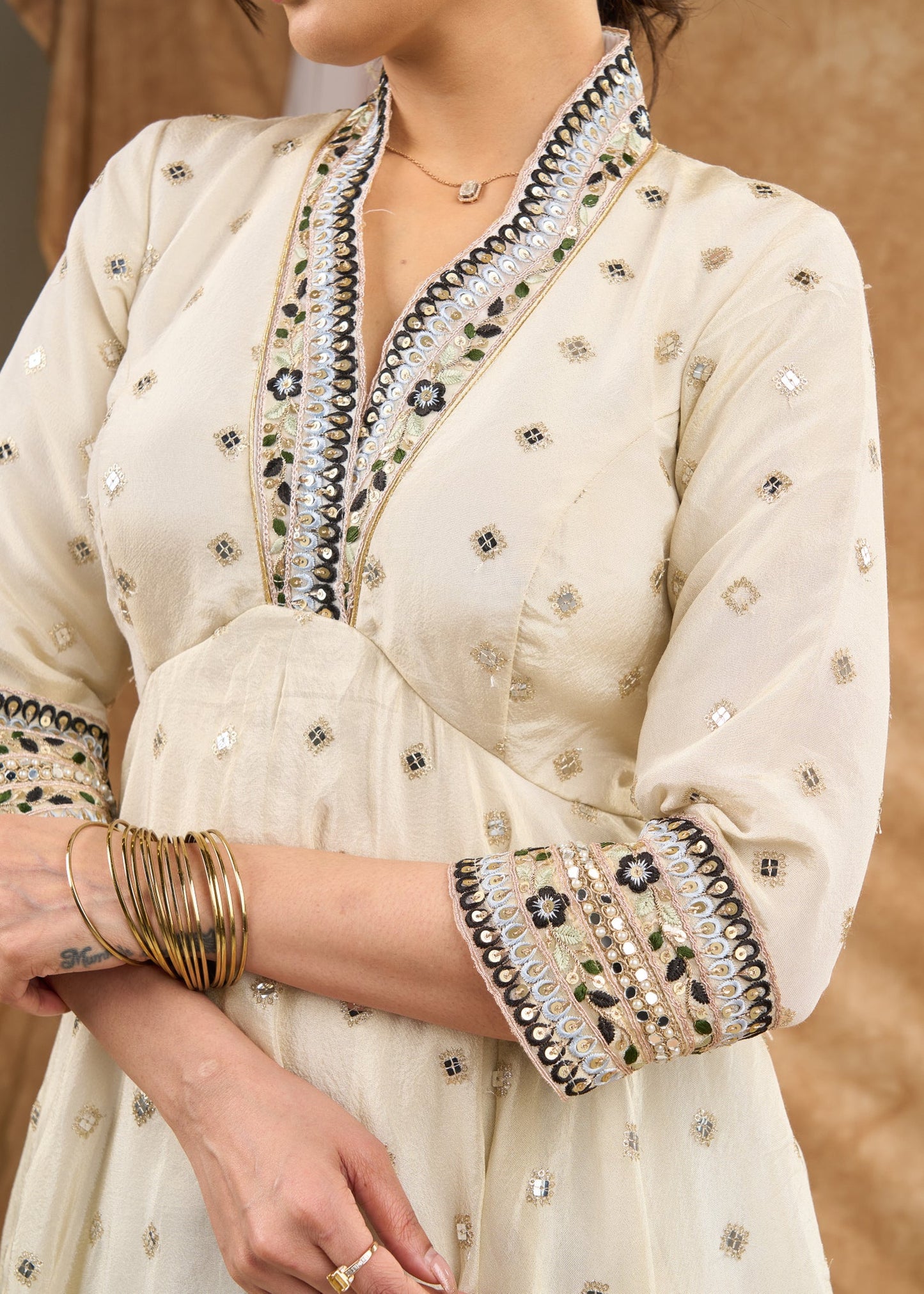 Gorgeous embroidered flared tissue gown