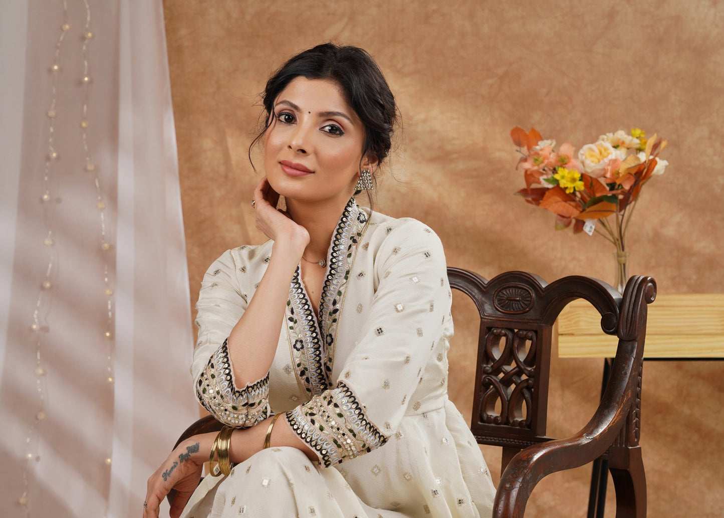 Gorgeous embroidered flared tissue gown