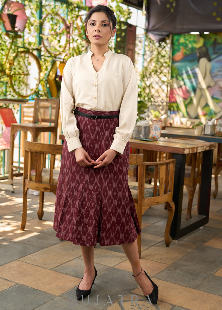 Brown ikat box pleated skirt - Shirt Optional