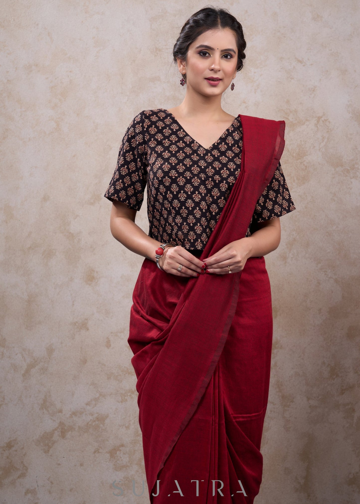 Exclusive black cotton ajrakh top style blouse