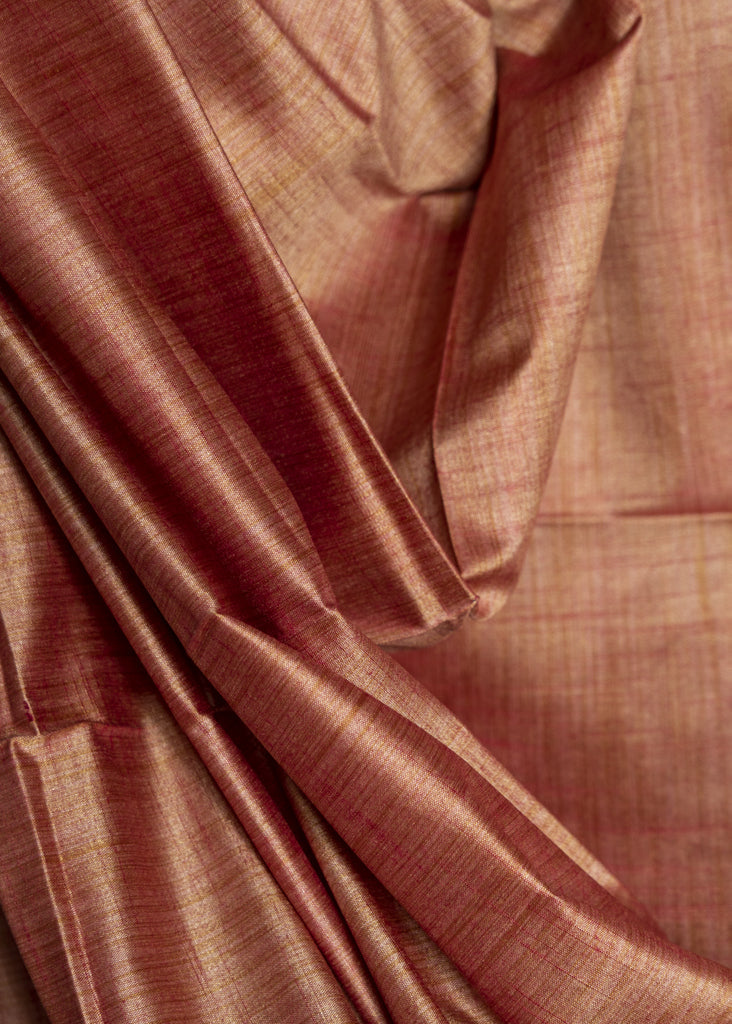 Tissu en soie d'Assam rose oignon uni