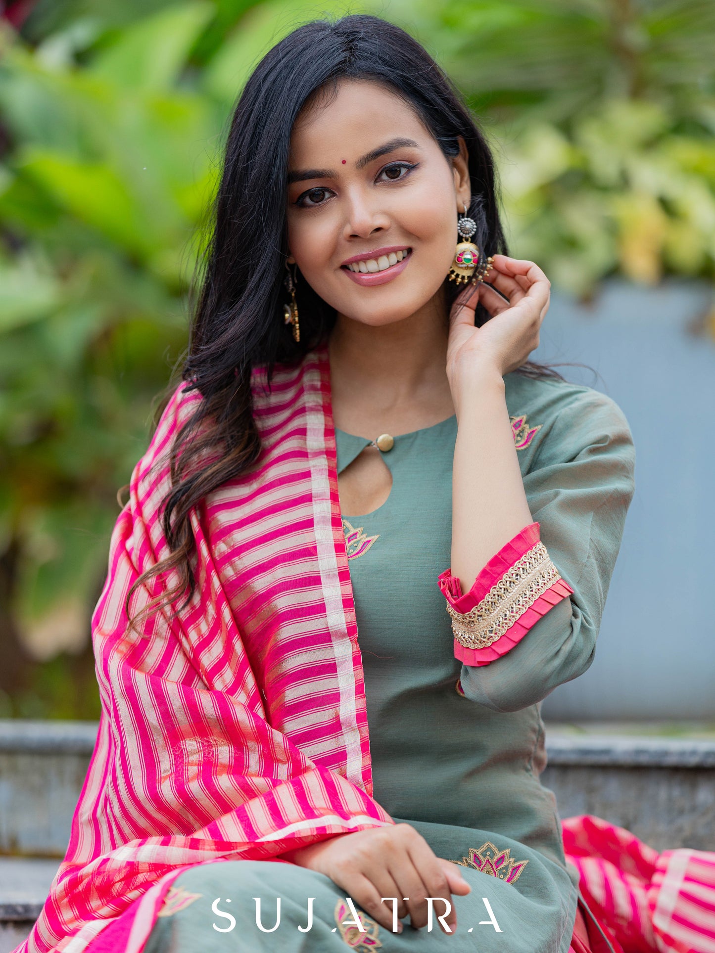 Neelkamal Intricate Hand Embroidered Chanderi Kurta