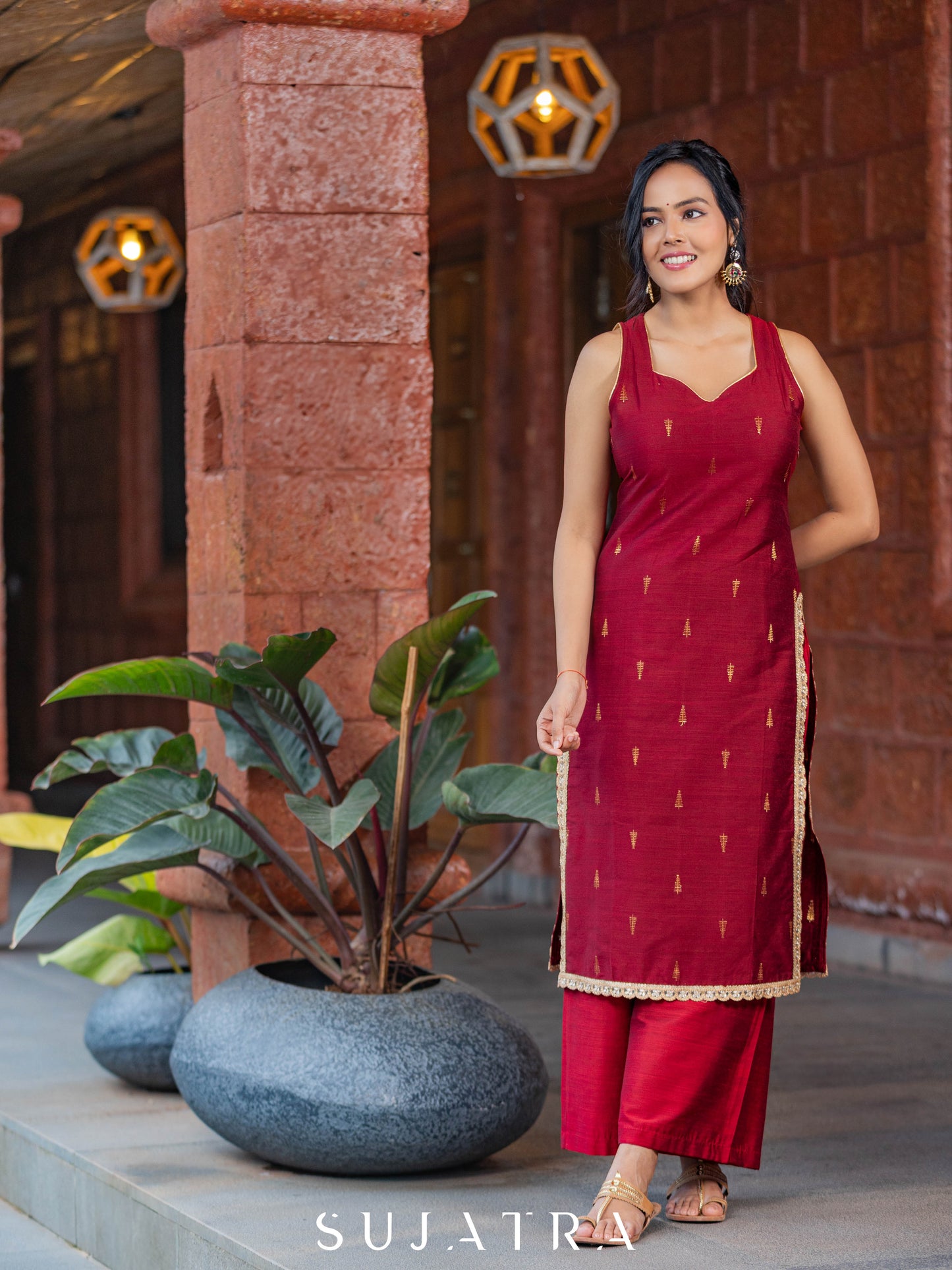 Rangini Cotton Silk Kurta with Delicate Embellishments