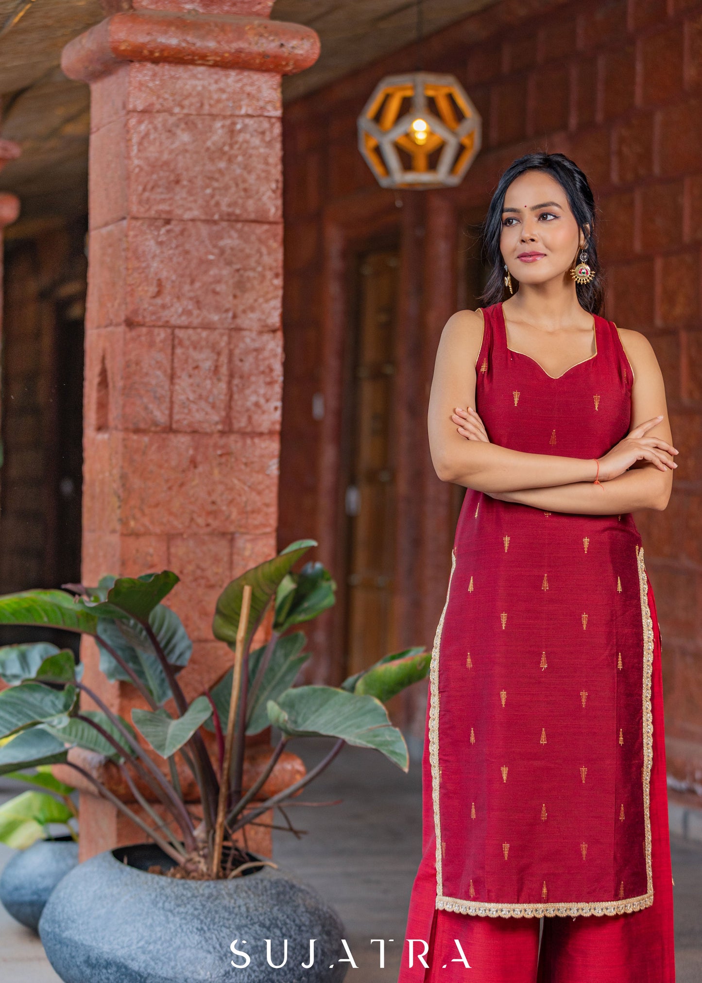 Rangini Cotton Silk Kurta with Delicate Embellishments