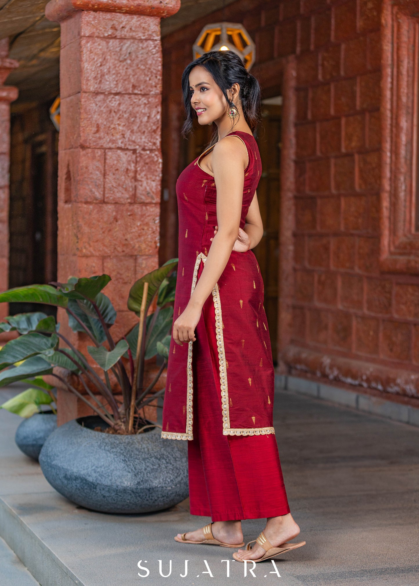 Rangini Cotton Silk Kurta with Delicate Embellishments