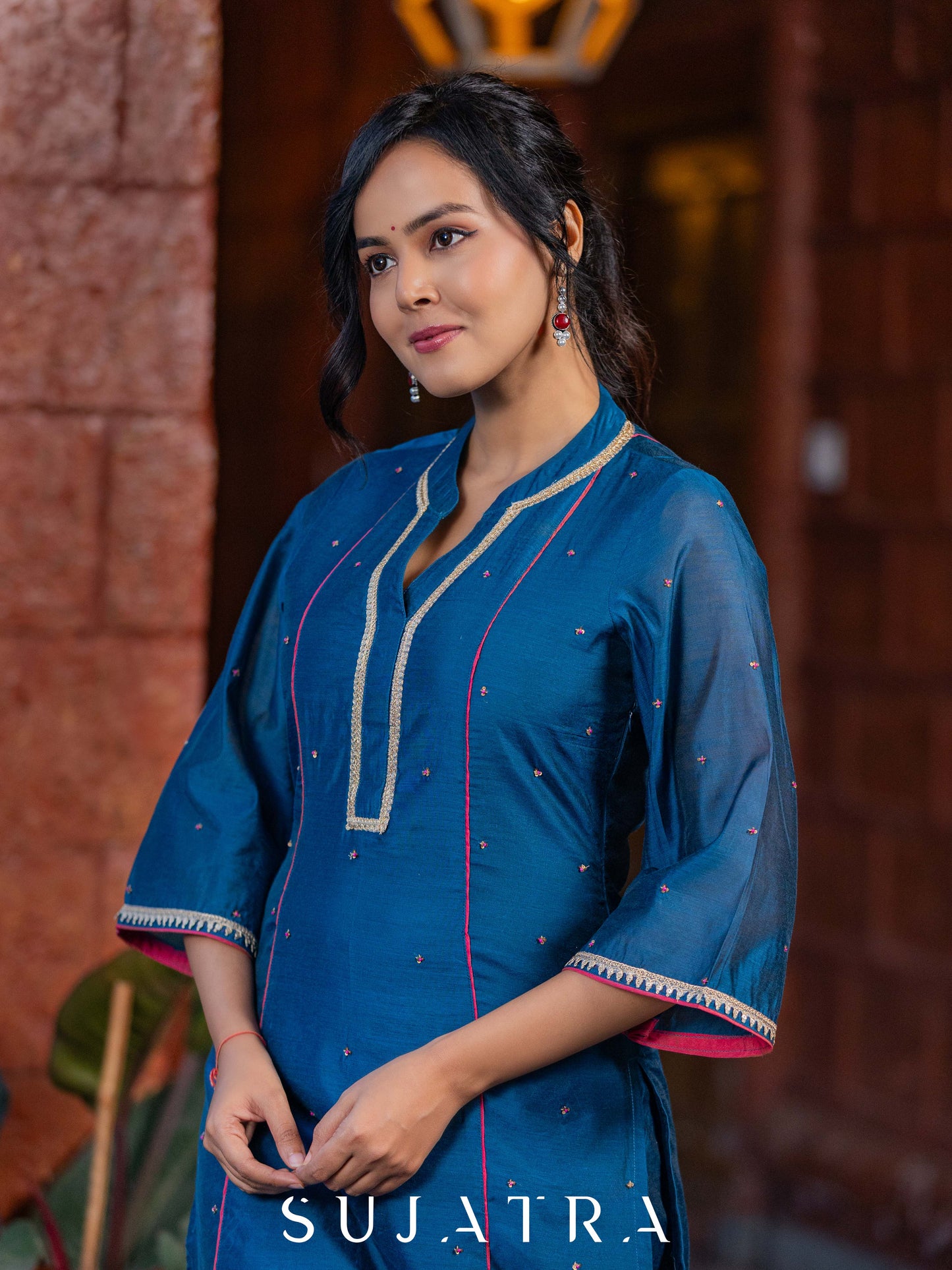 Rangrez Exquisite Hand Embroidered Chanderi Kurta