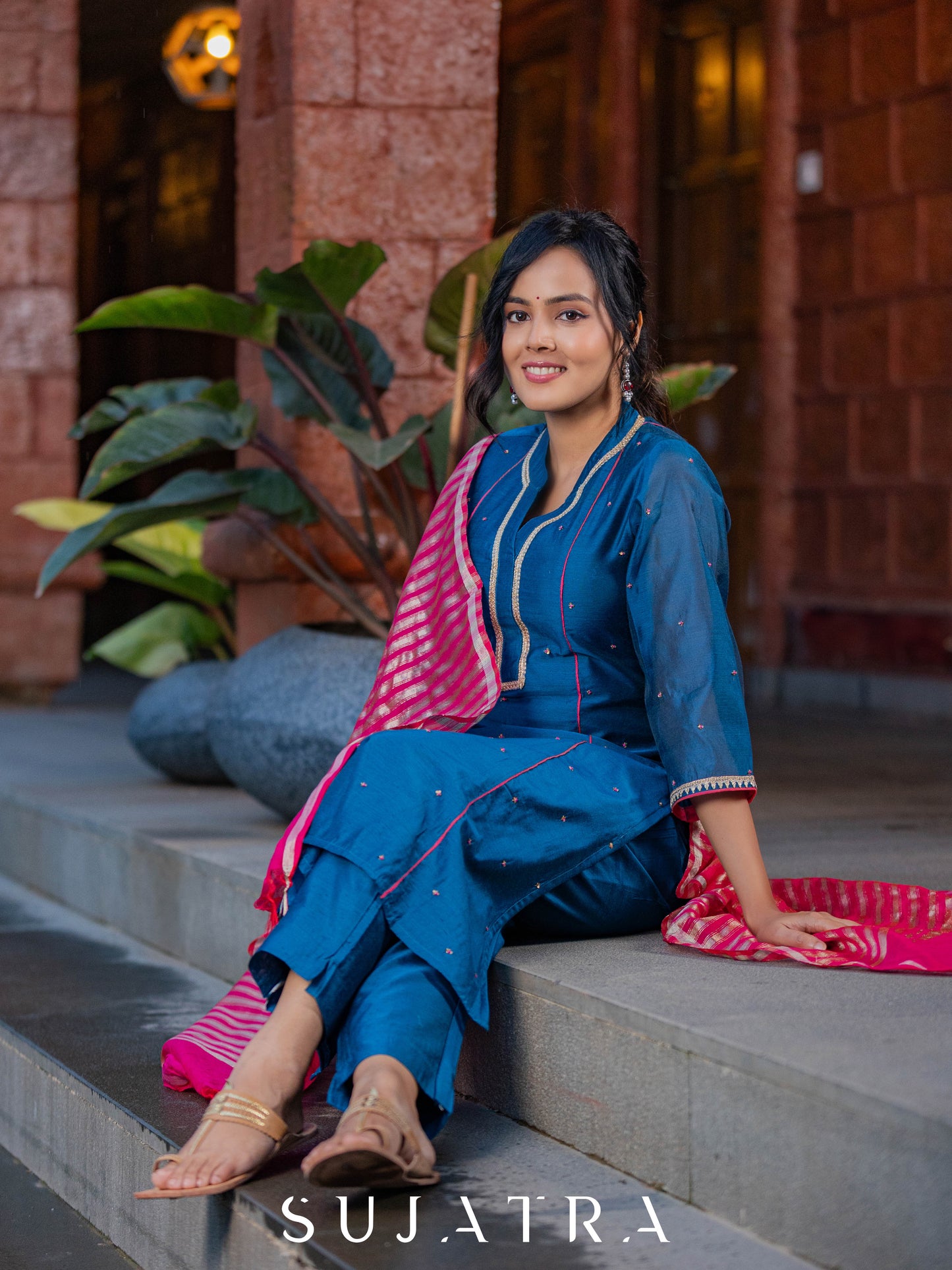 Rangrez Exquisite Hand Embroidered Chanderi Kurta
