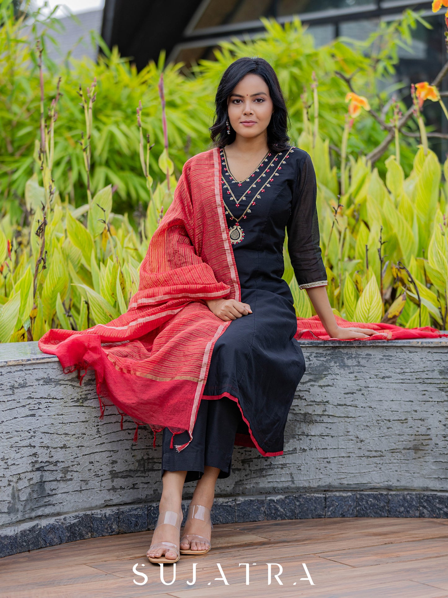 Raatrani Intricate Hand Embroidered Chanderi Kurta