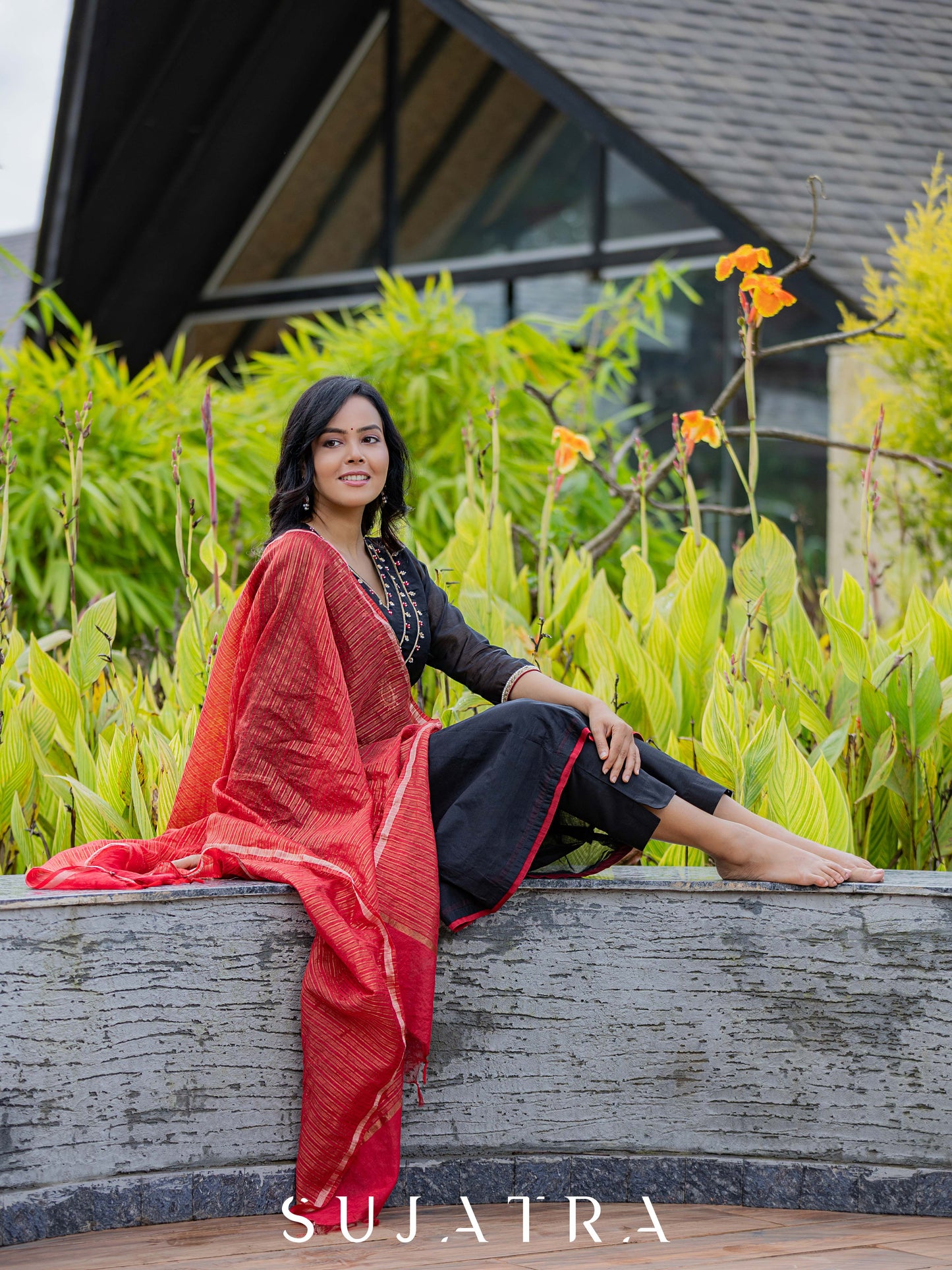 Raatrani Intricate Hand Embroidered Chanderi Kurta