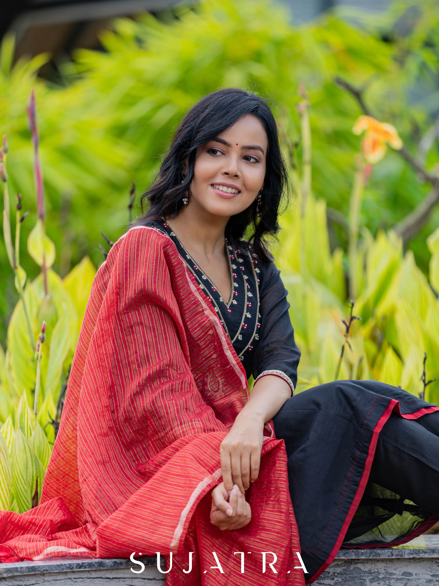 Raatrani Intricate Hand Embroidered Chanderi Kurta