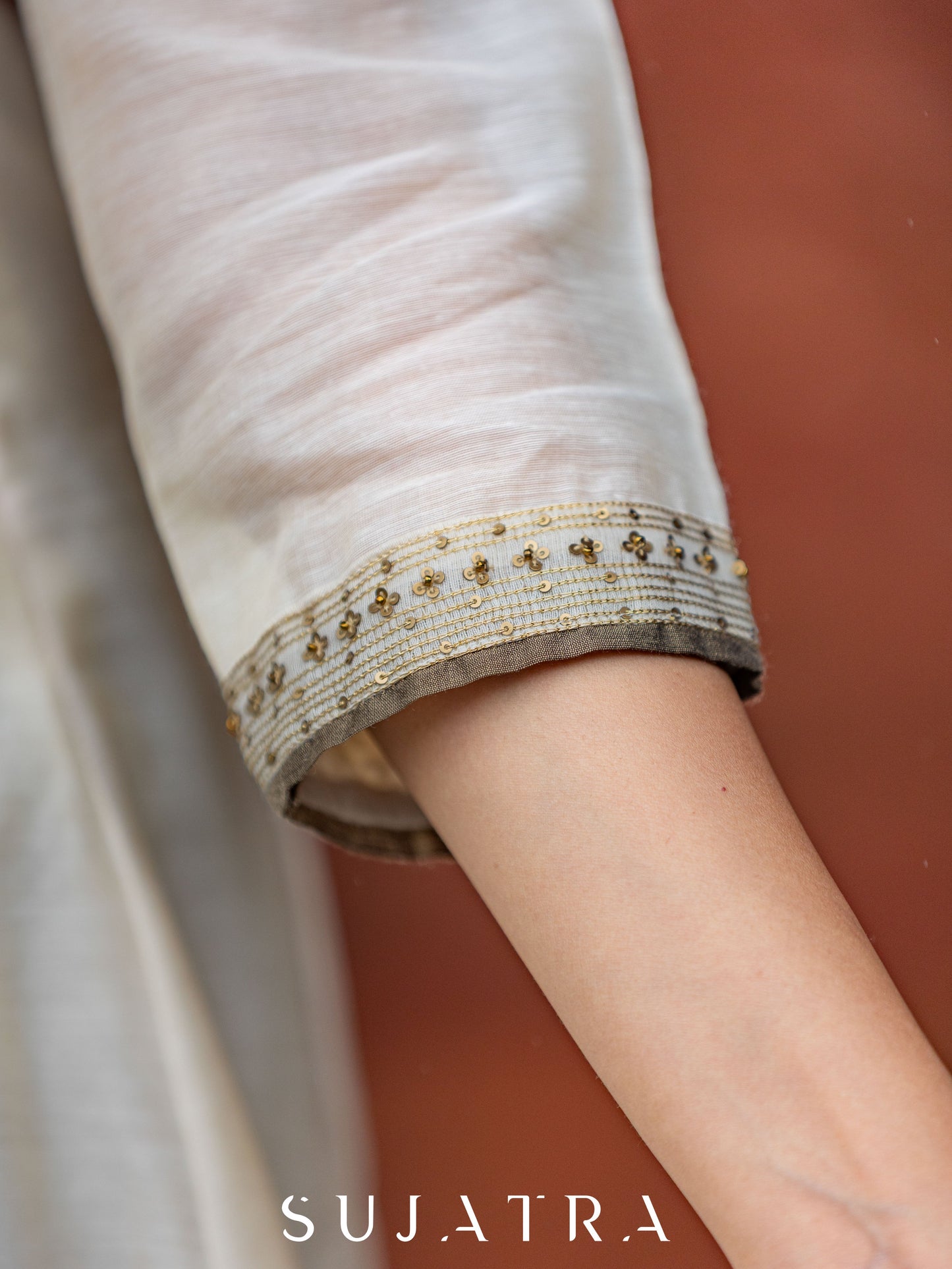 Sitara Hand Embroidered Pleated Chanderi Kurta