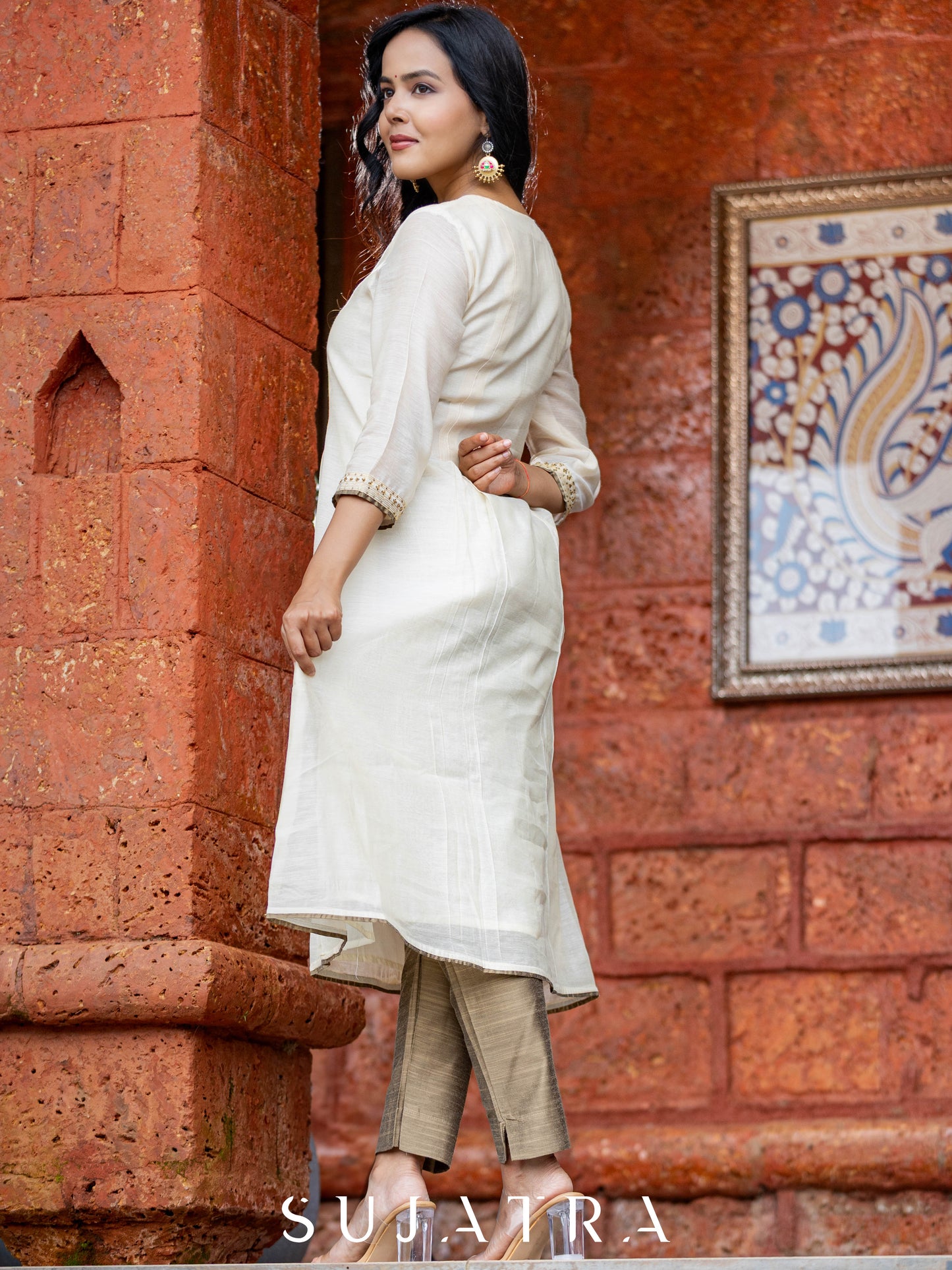 Sitara Hand Embroidered Pleated Chanderi Kurta