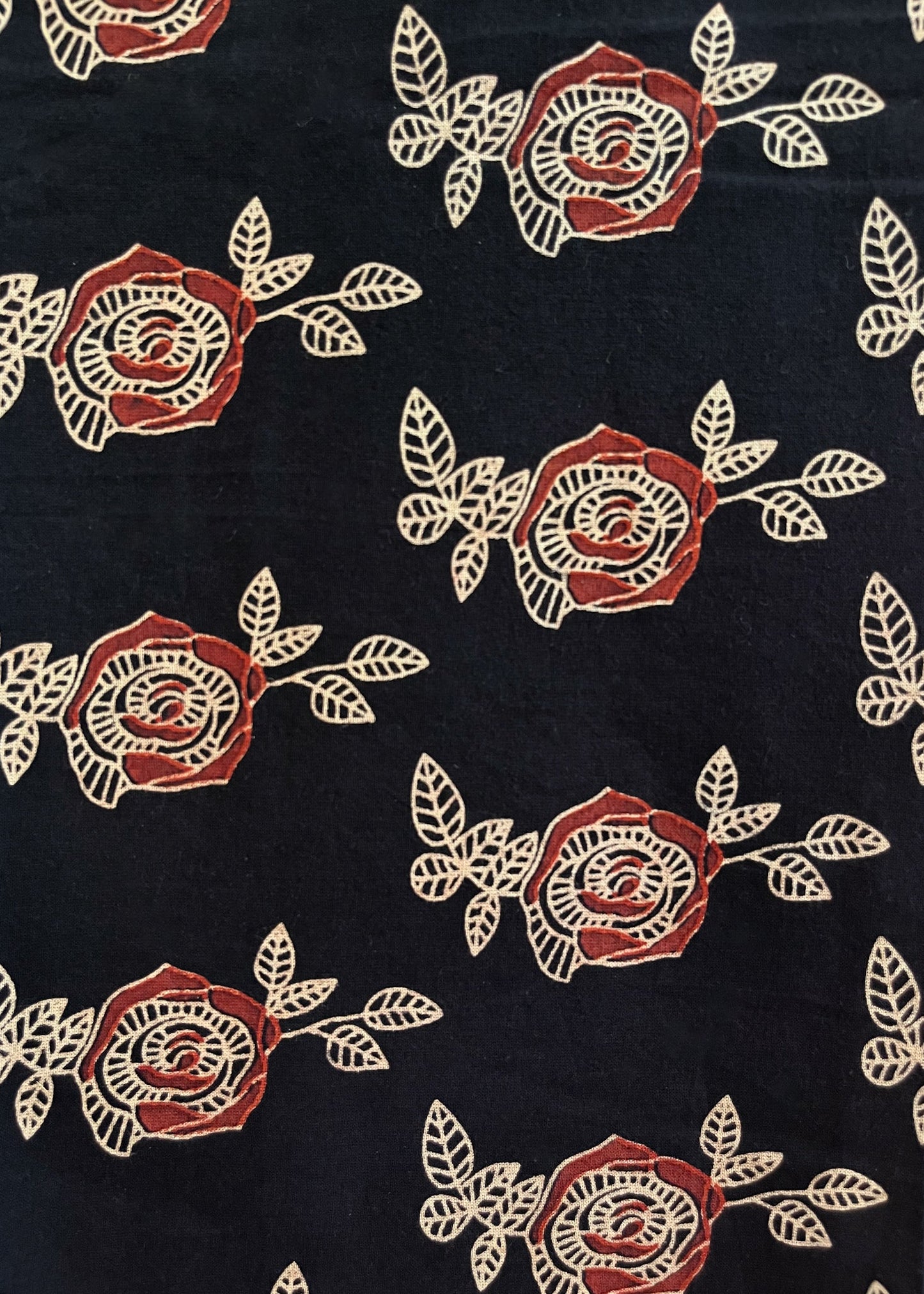 Black Floral Cotton Suit Set with Maroon Bottom and Chanderi Dupatta