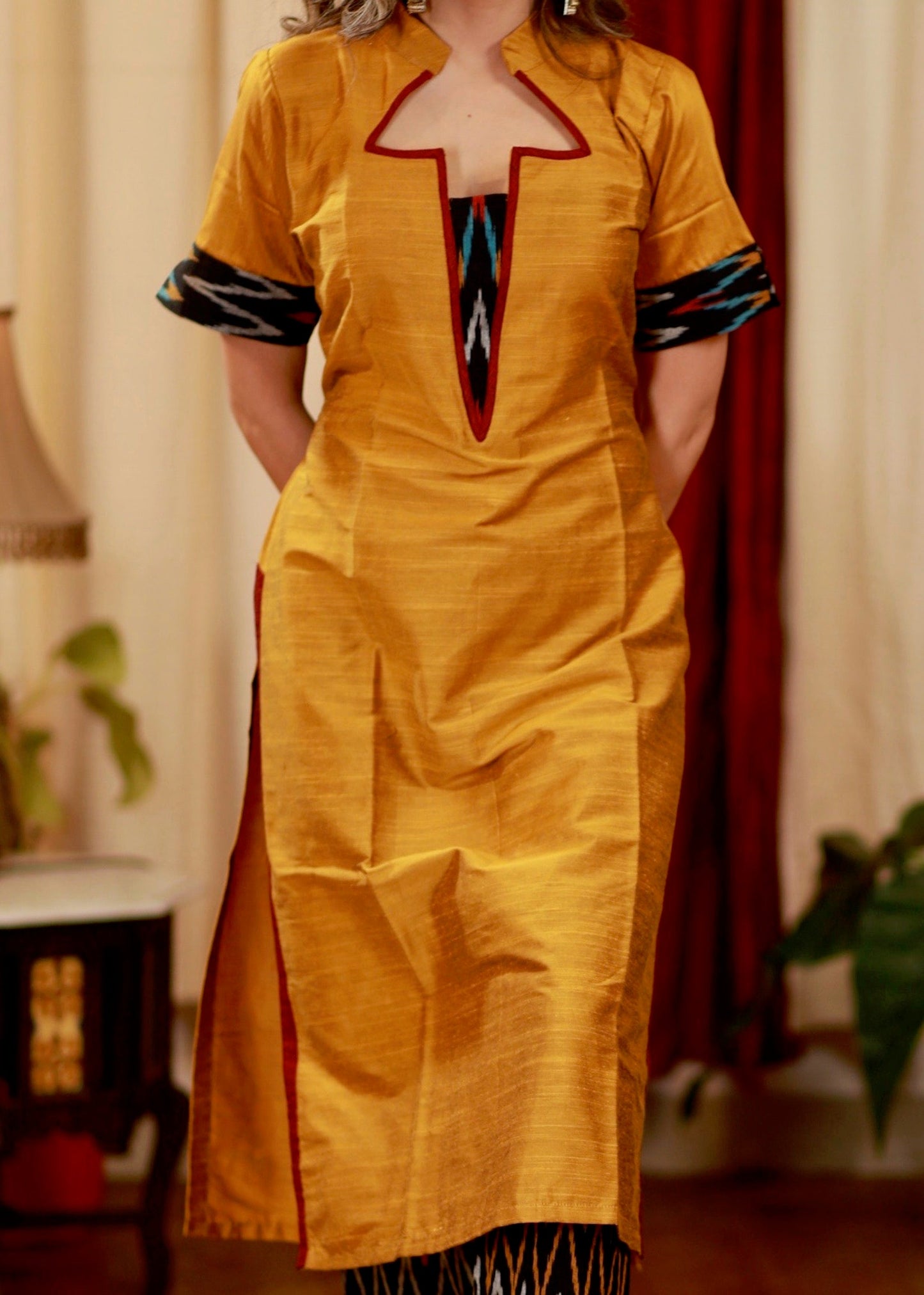 Straight Cut Cotton Silk Kurta with Chanderi Dupatta