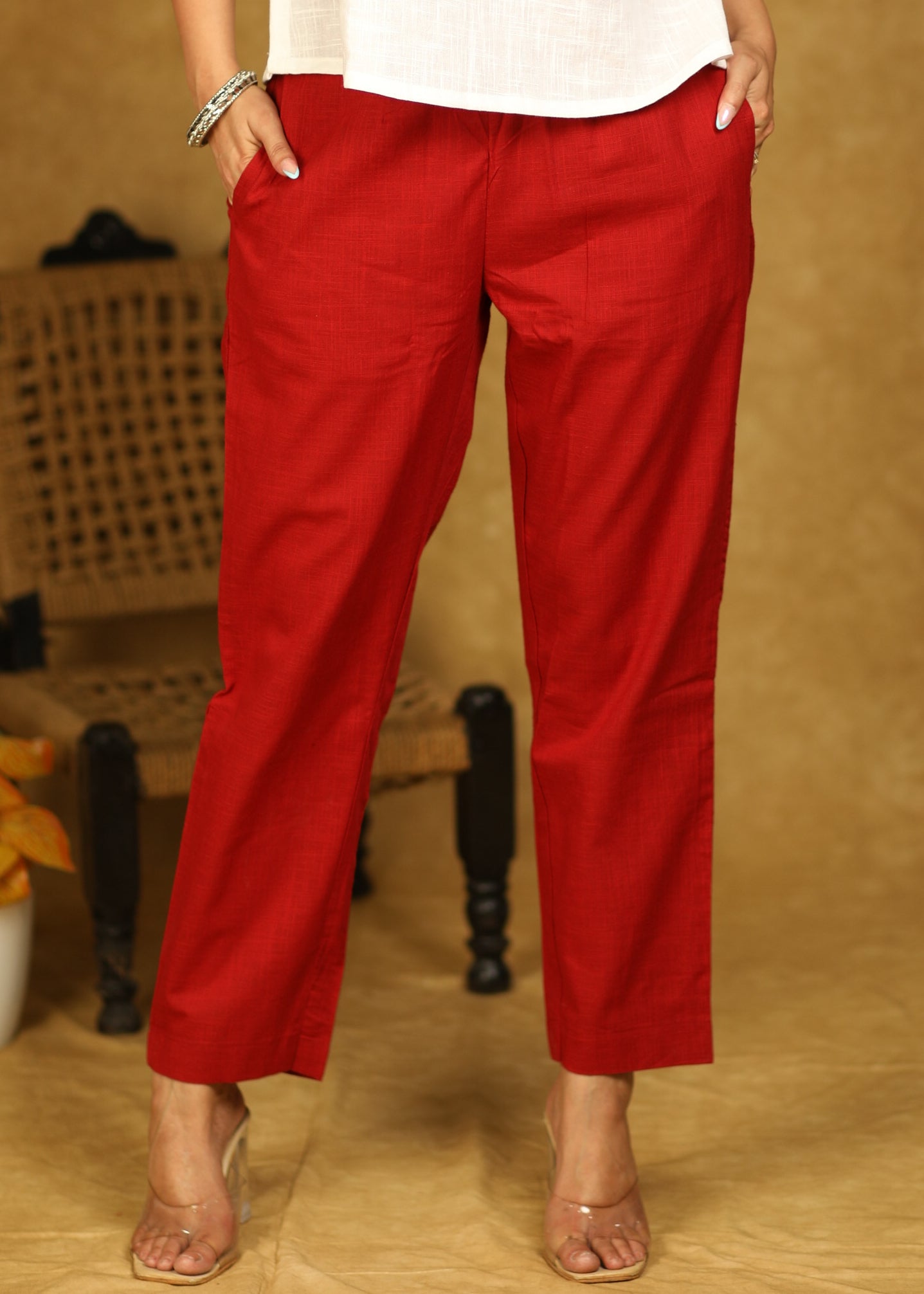 Classy Cotton Red Trouser