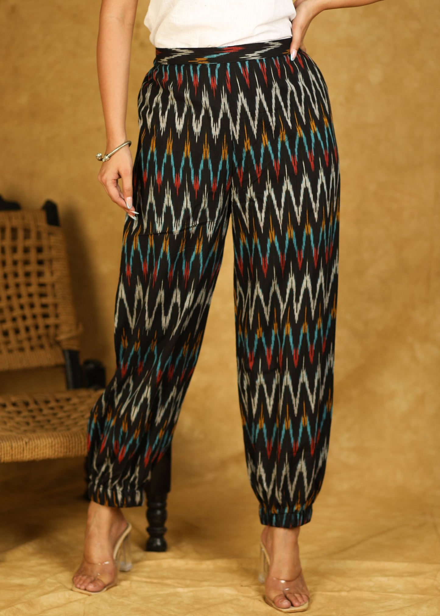 Trendy Cotton Multi-Coloured Ikat Joggers