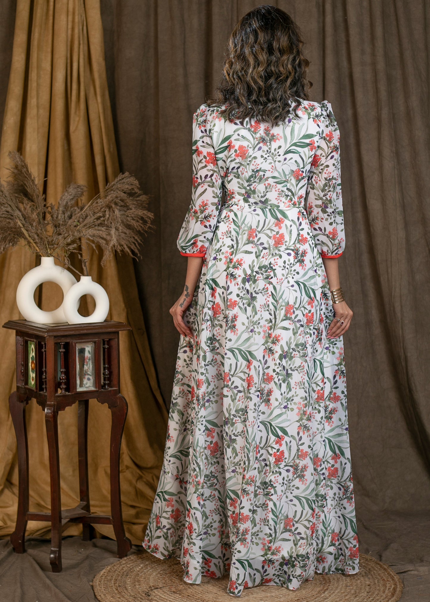 Elegant printed asymetrical maxi dress