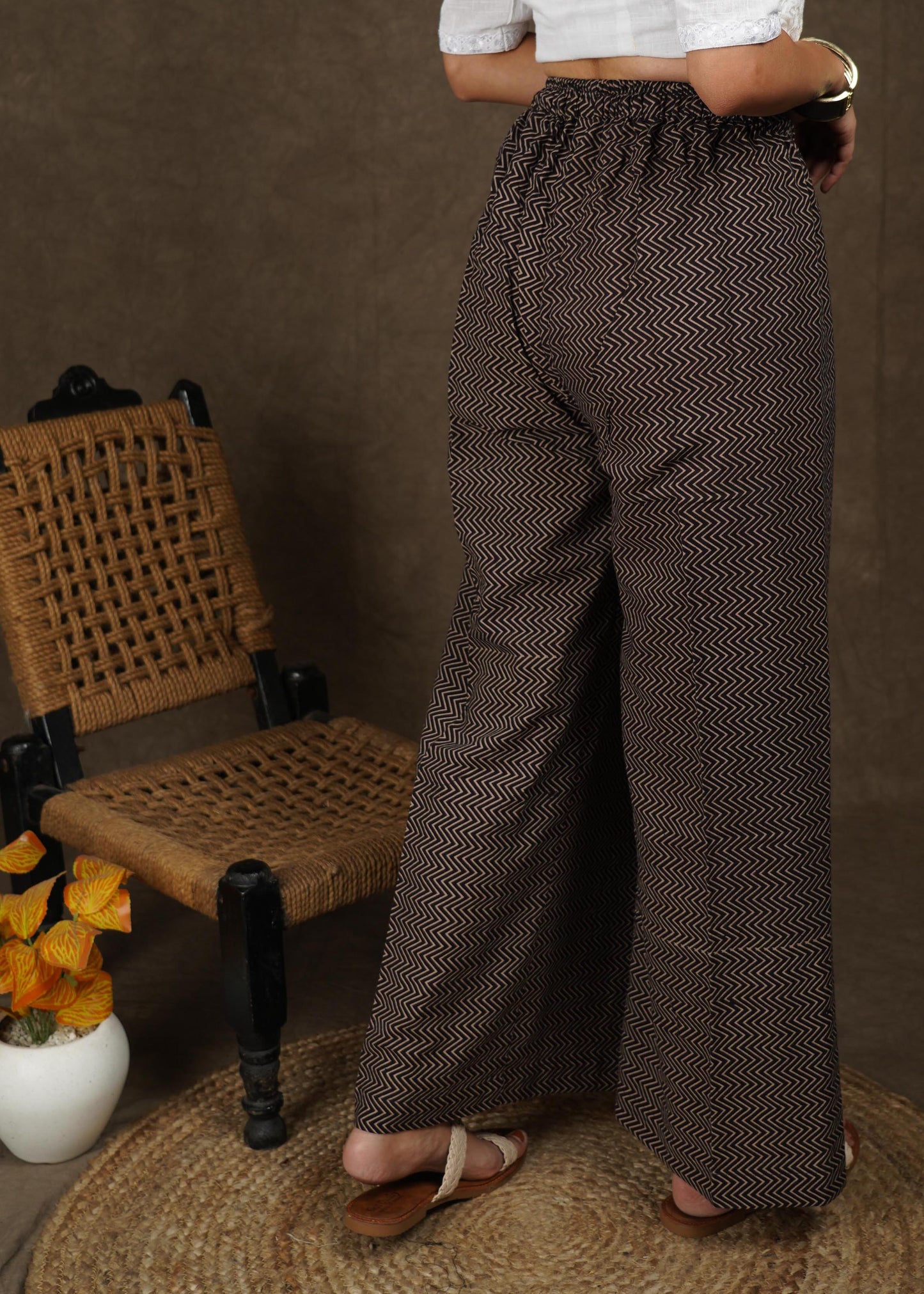 Trendy Striped Ajrakh Palazzo Pant