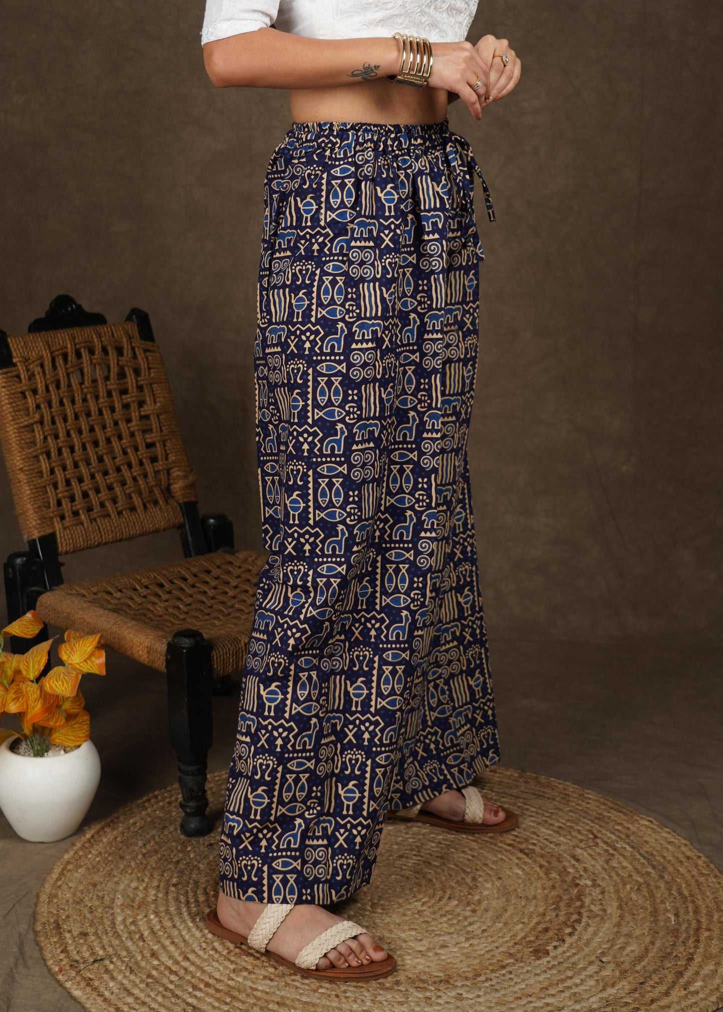 Smart Casual Animal Print Palazzo Pant