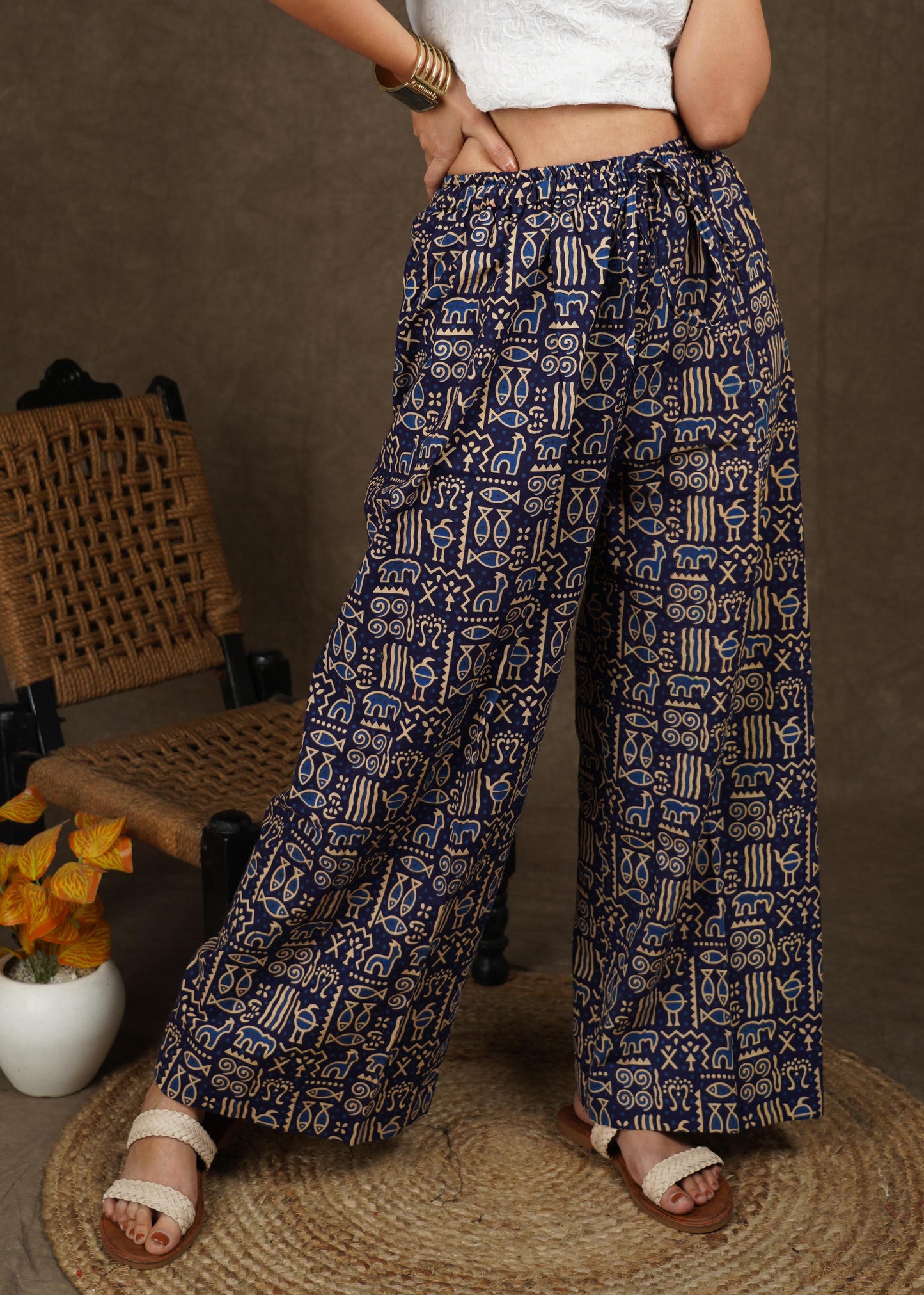 Smart Casual Animal Print Palazzo Pant