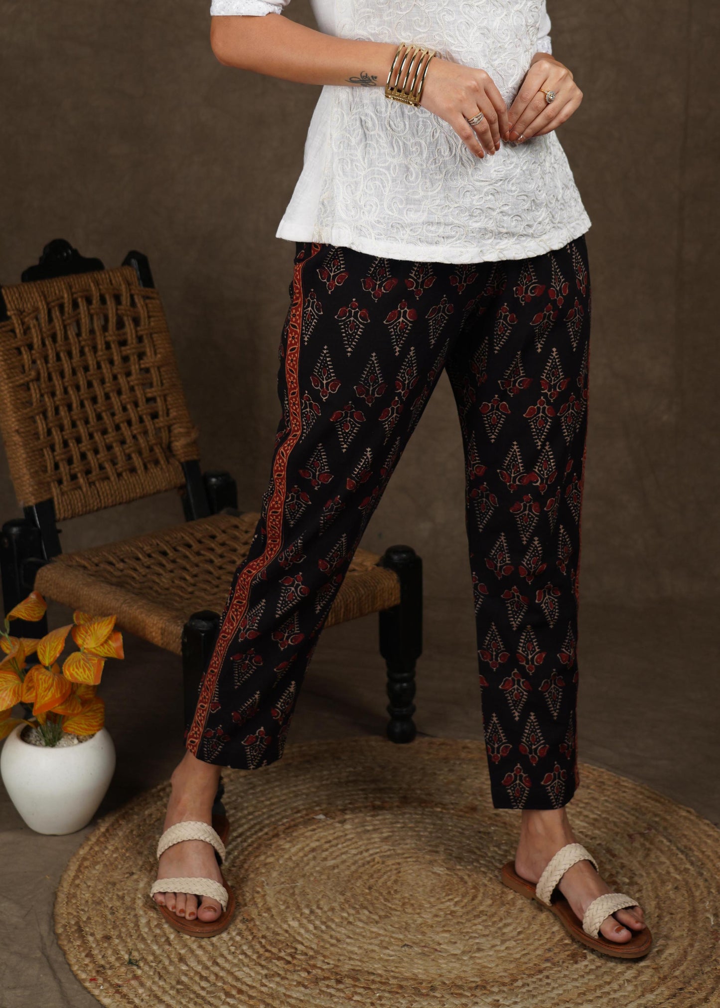 Beautiful cotton ajrakh narrow fitted pant