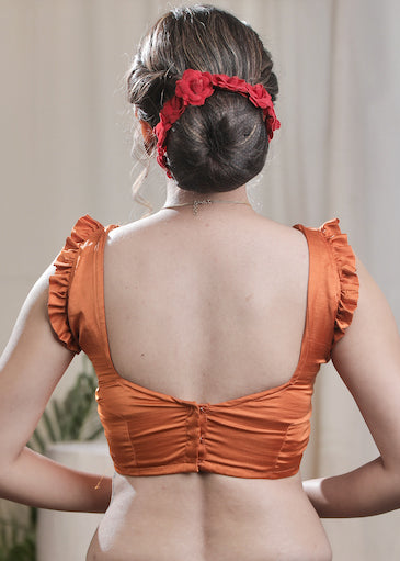 Stylish Rust Crepe Designer Padded Blouse