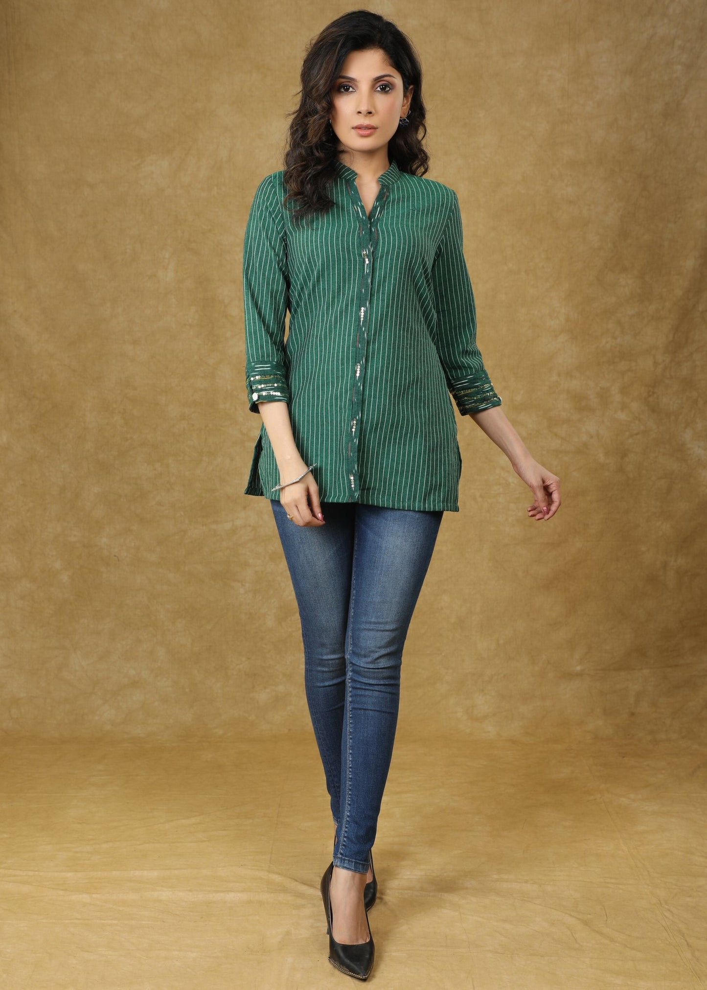 Green Line Ikat Top with Sequence Highlighted