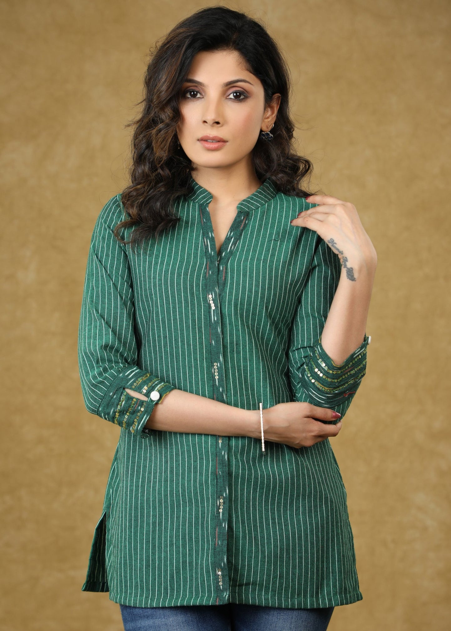 Green Line Ikat Top with Sequence Highlighted