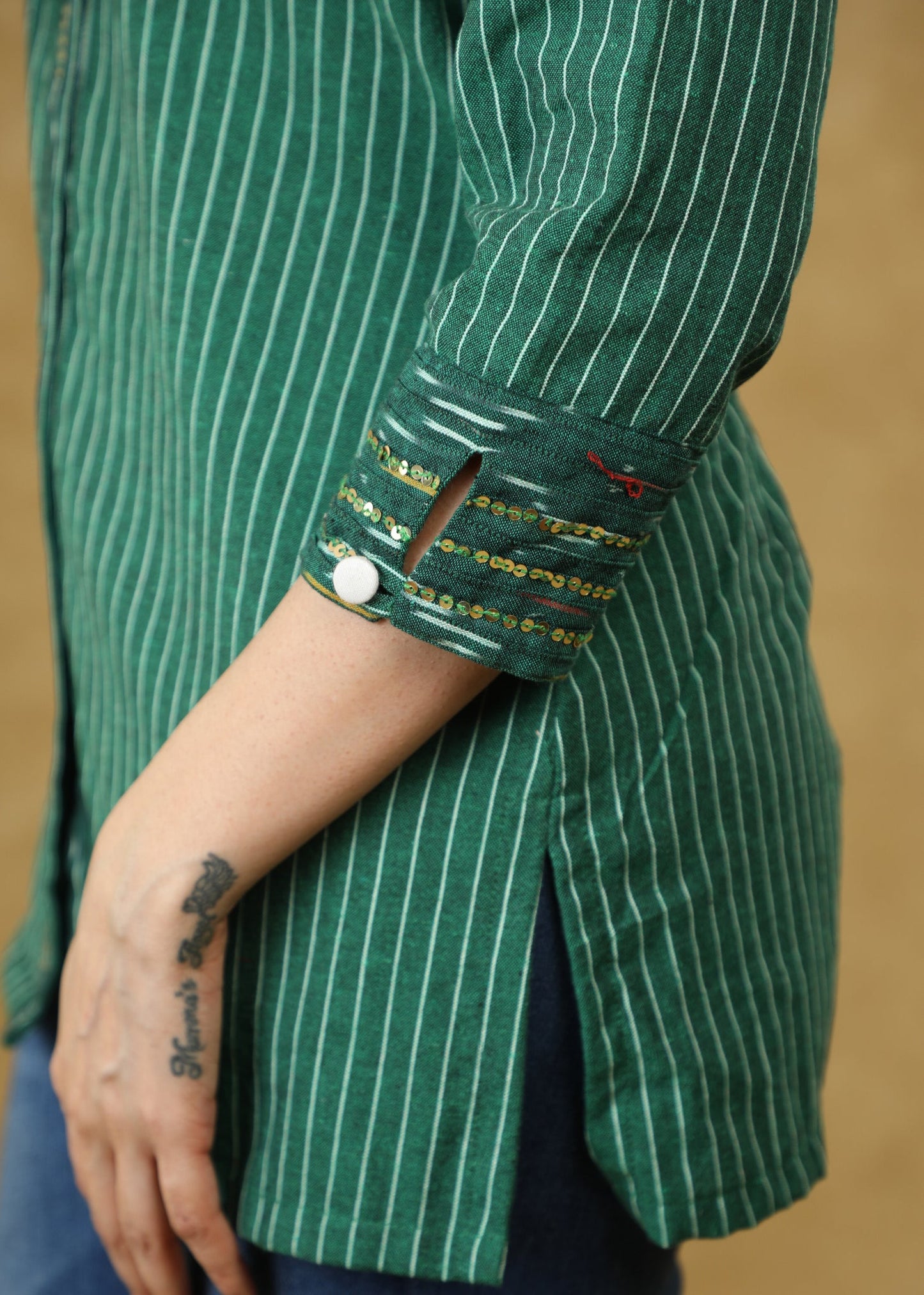 Green Line Ikat Top with Sequence Highlighted