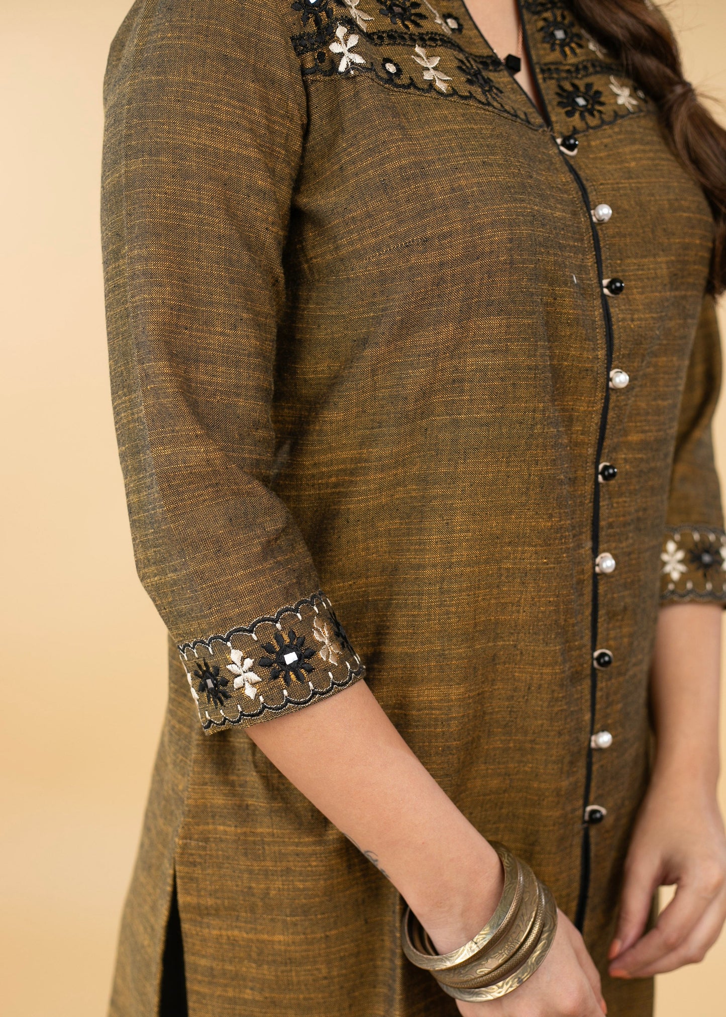 Comfortable Pure Cotton Thread Mirror Embroidered Tunic - Pant Optional