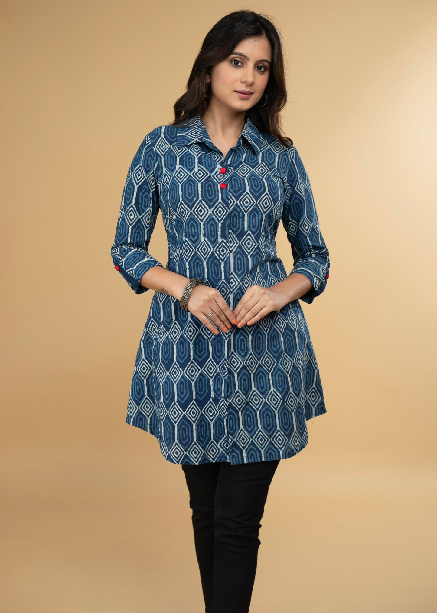 Easy to pair Cotton Indigo Shirt Tunic