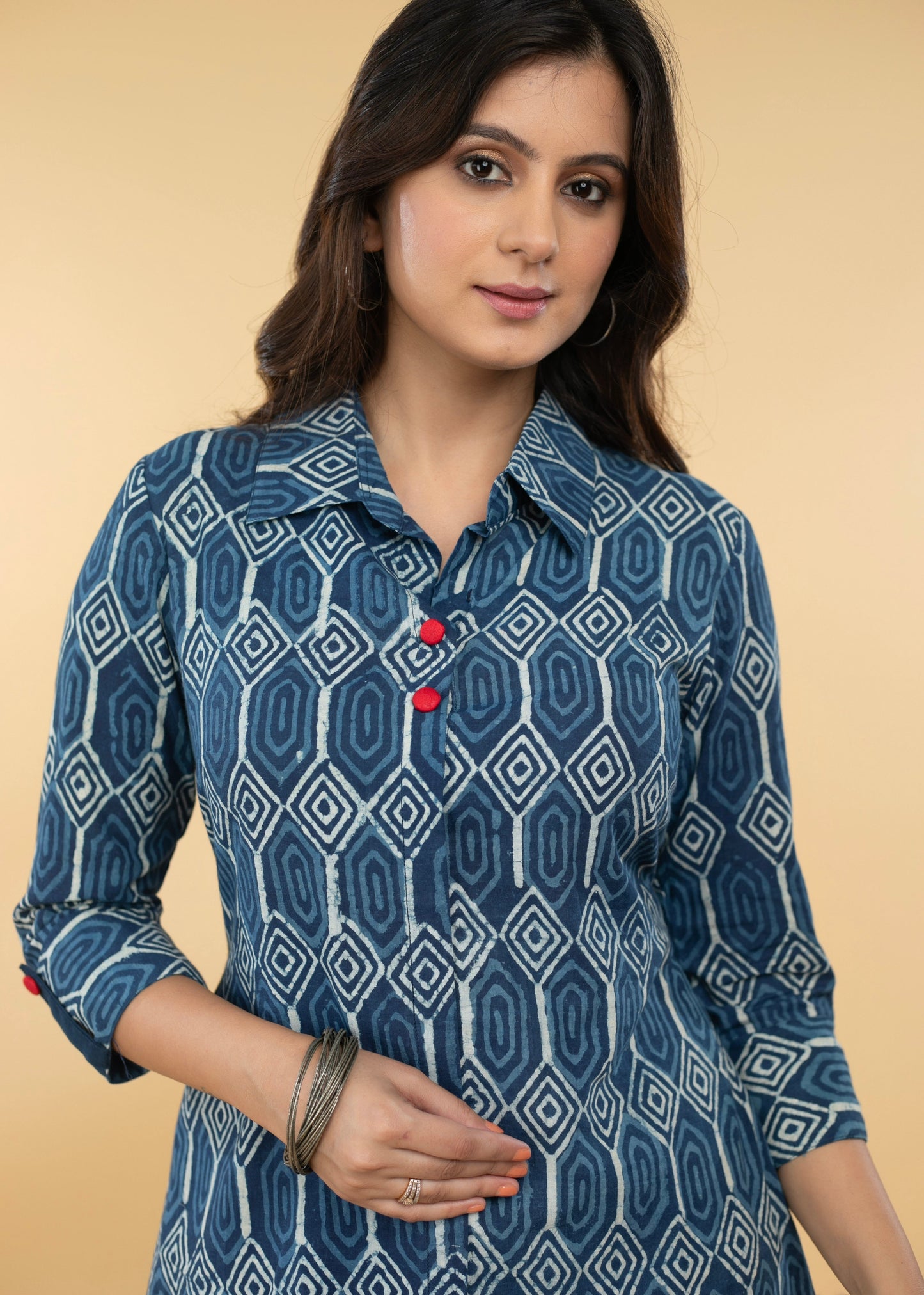 Easy to pair Cotton Indigo Shirt Tunic